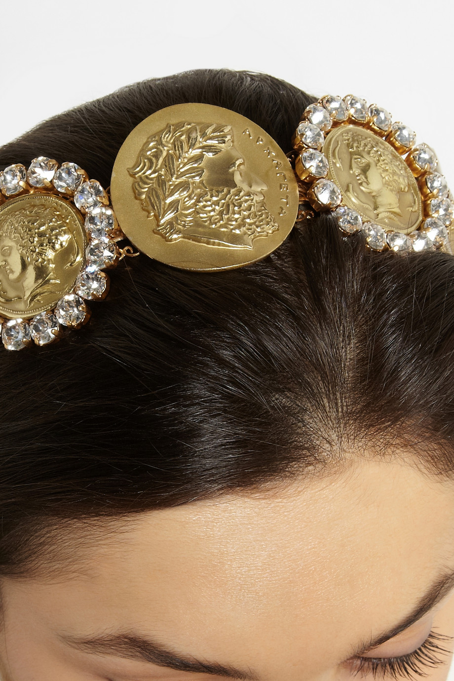 Dolce & Gabbana Gold-Tone Swarovski Crystal Coin Headband in Metallic | Lyst