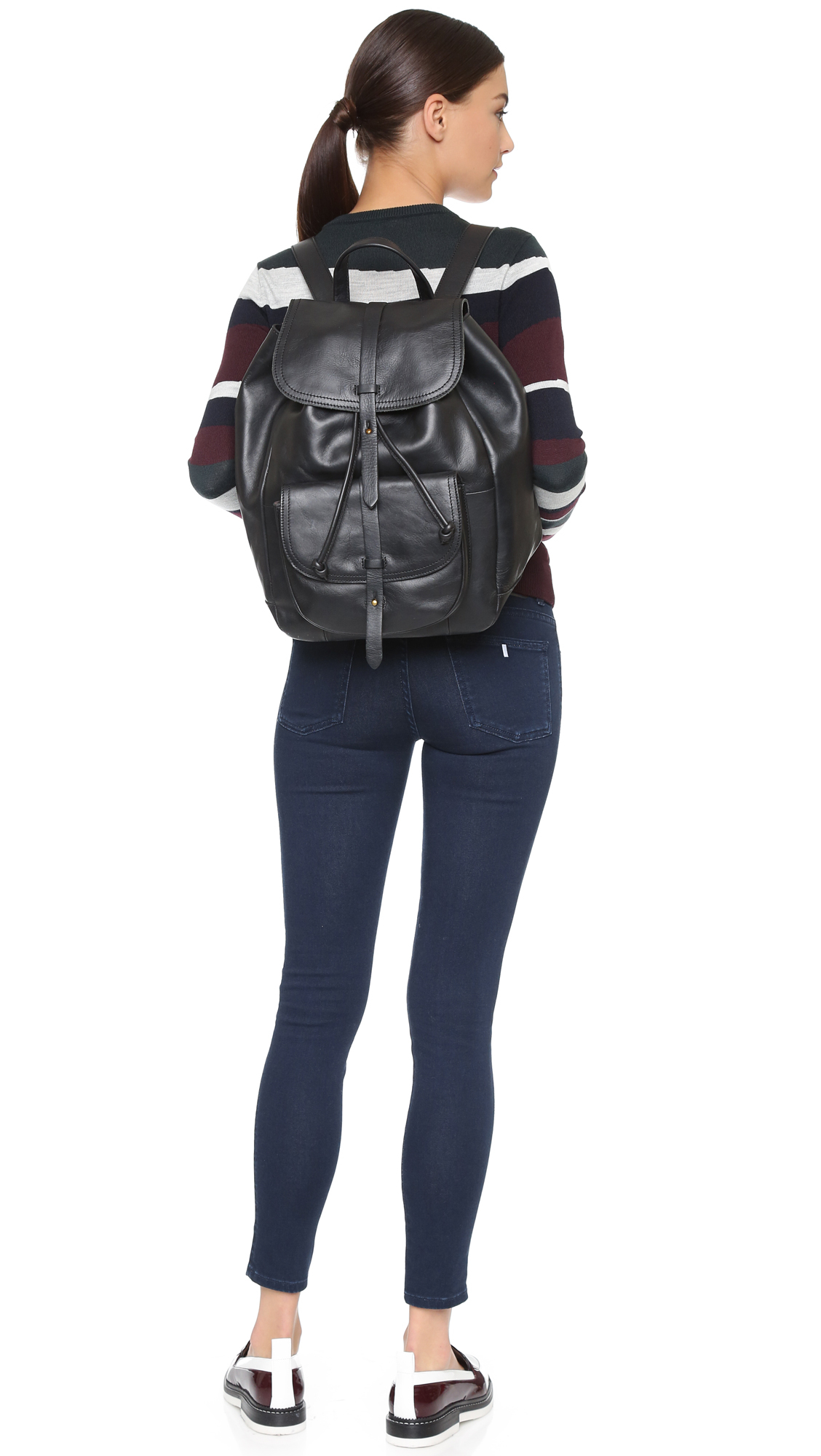 madewell black leather backpack