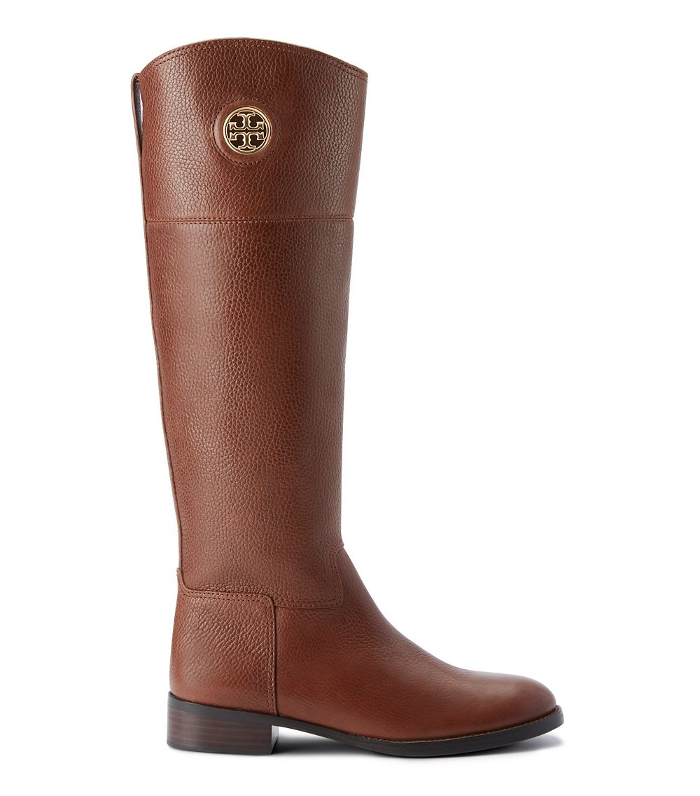 Tory Burch Leather Junction Riding Boot In Almond Brown Lyst