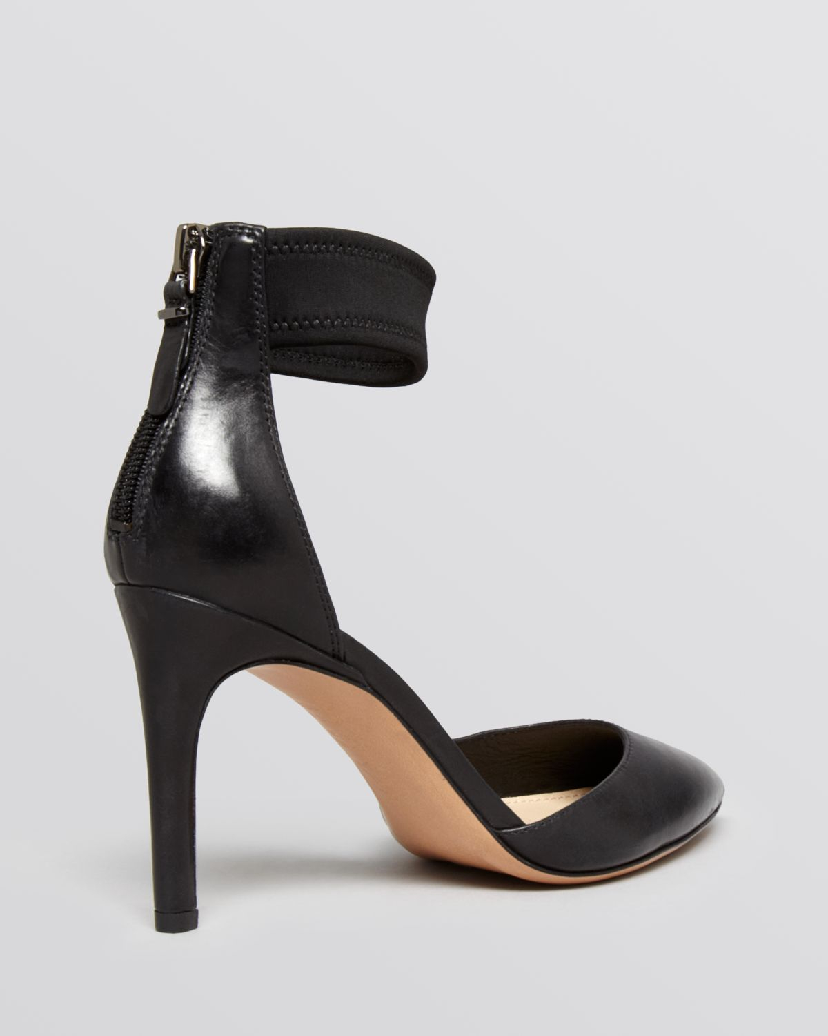 black ankle strap heel