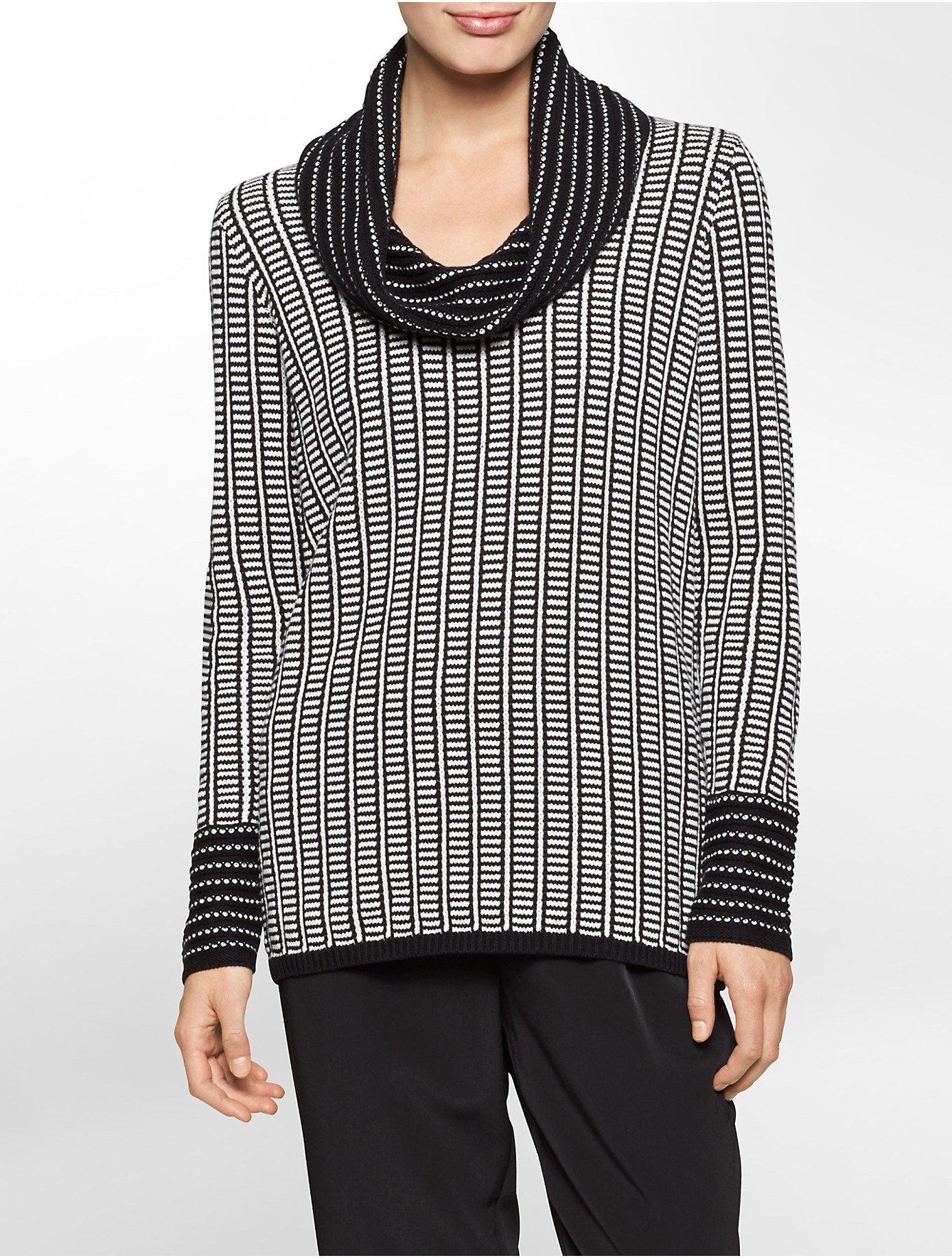 calvin klein black and white sweater