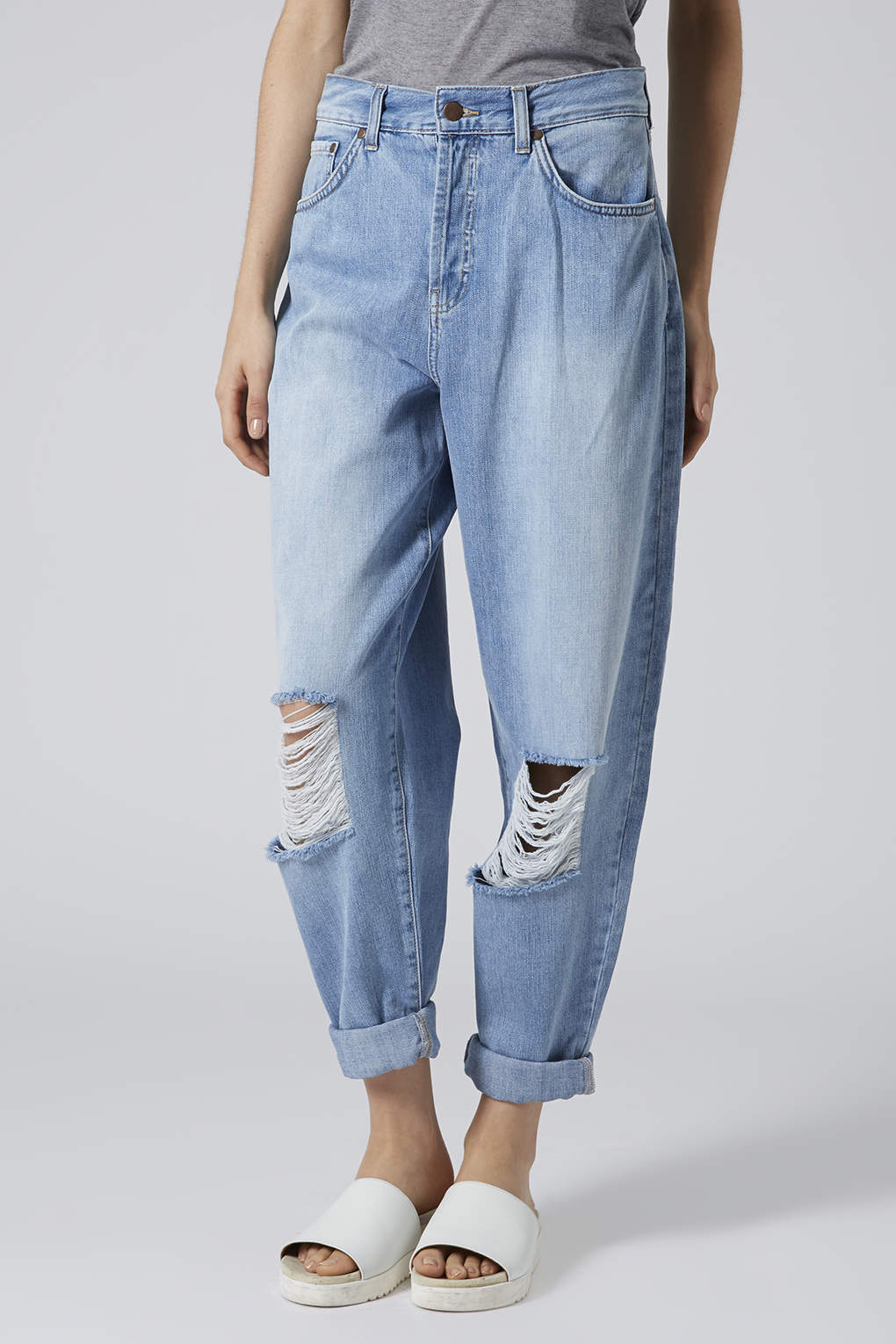 TOPSHOP Surf Ripped Baggy Jeans in Blue - Lyst