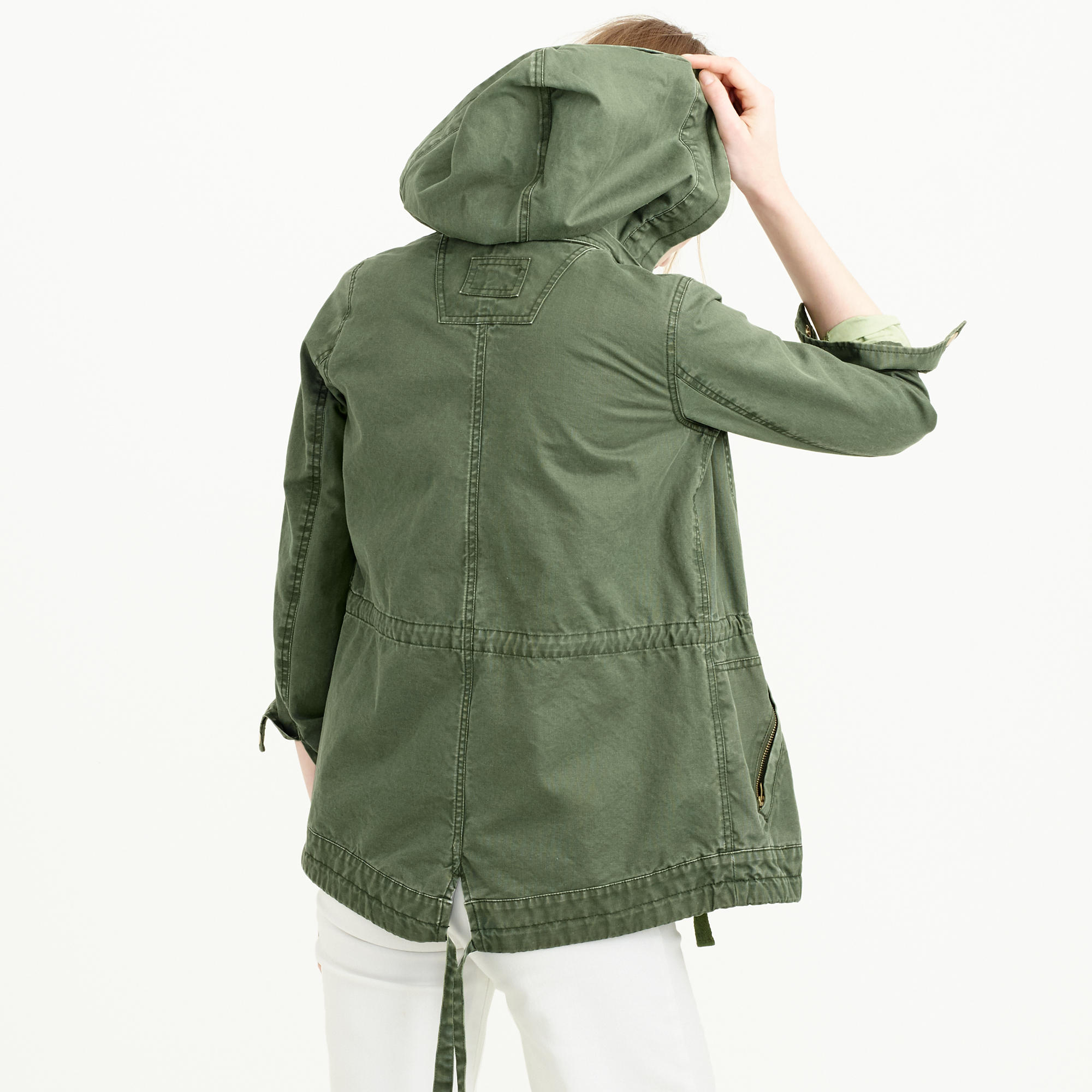 J.Crew Petite Summerweight Hooded Utility Jacket in Green | Lyst