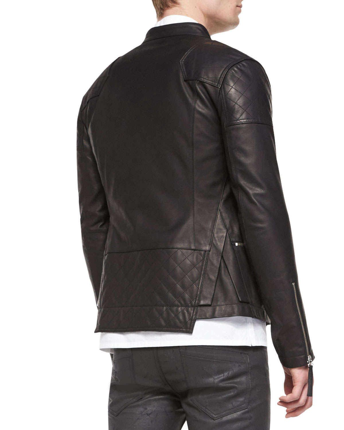 Helmut Lang Asymmetrical Leather Rider Jacket In Black For Men Lyst 