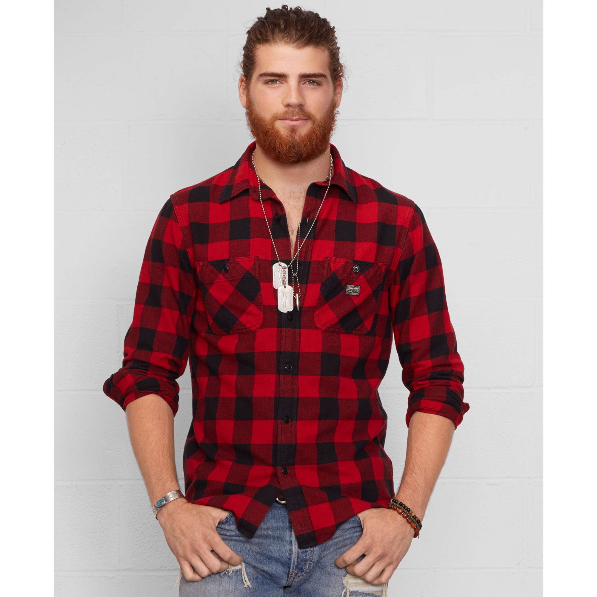 Denim & Supply Ralph Lauren Buffalo Check Flannel Shirt in Blue for Men (Parker Plaid) | Lyst