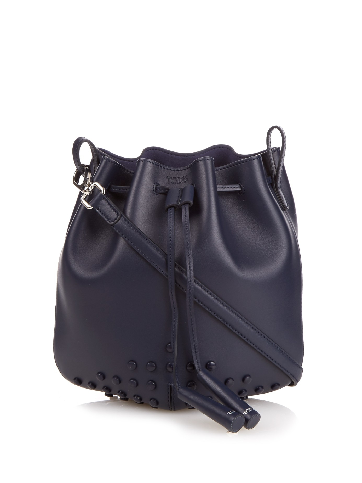 Tod's Mini Gommini Leather Bucket Bag in Navy (Blue) - Lyst