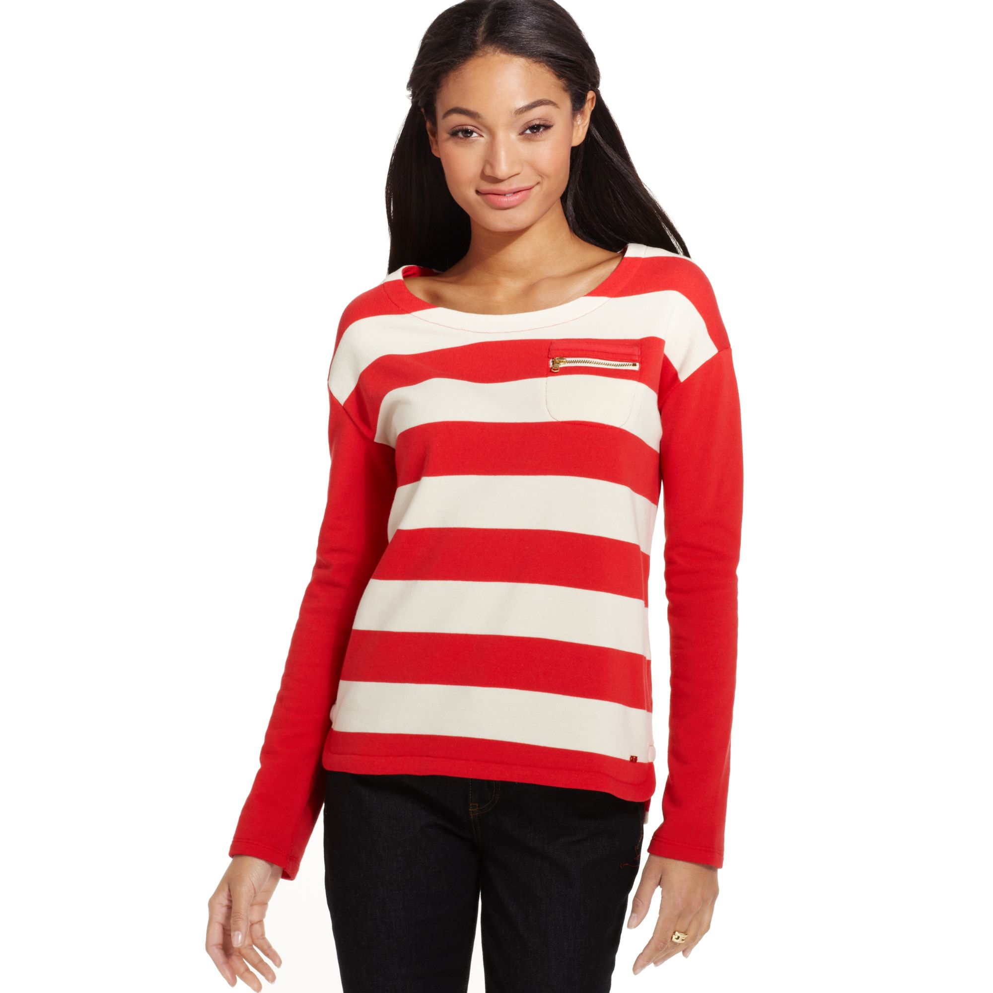 Tommy Hilfiger Longsleeve Striped Rugby Top in Red (Tomato/Winter) | Lyst