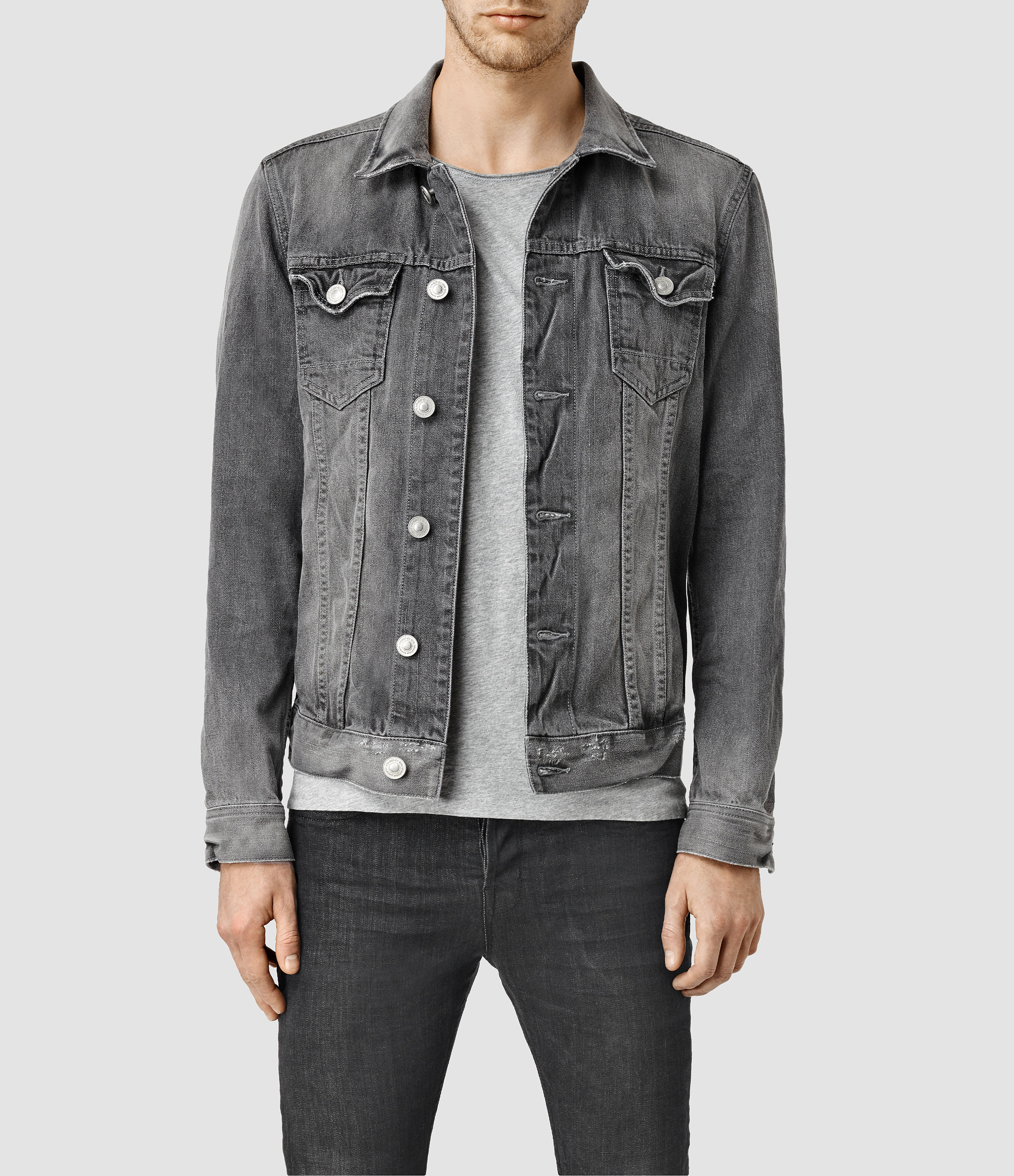 Allsaints Garford Denim  Jacket  in Gray  for Men Lyst