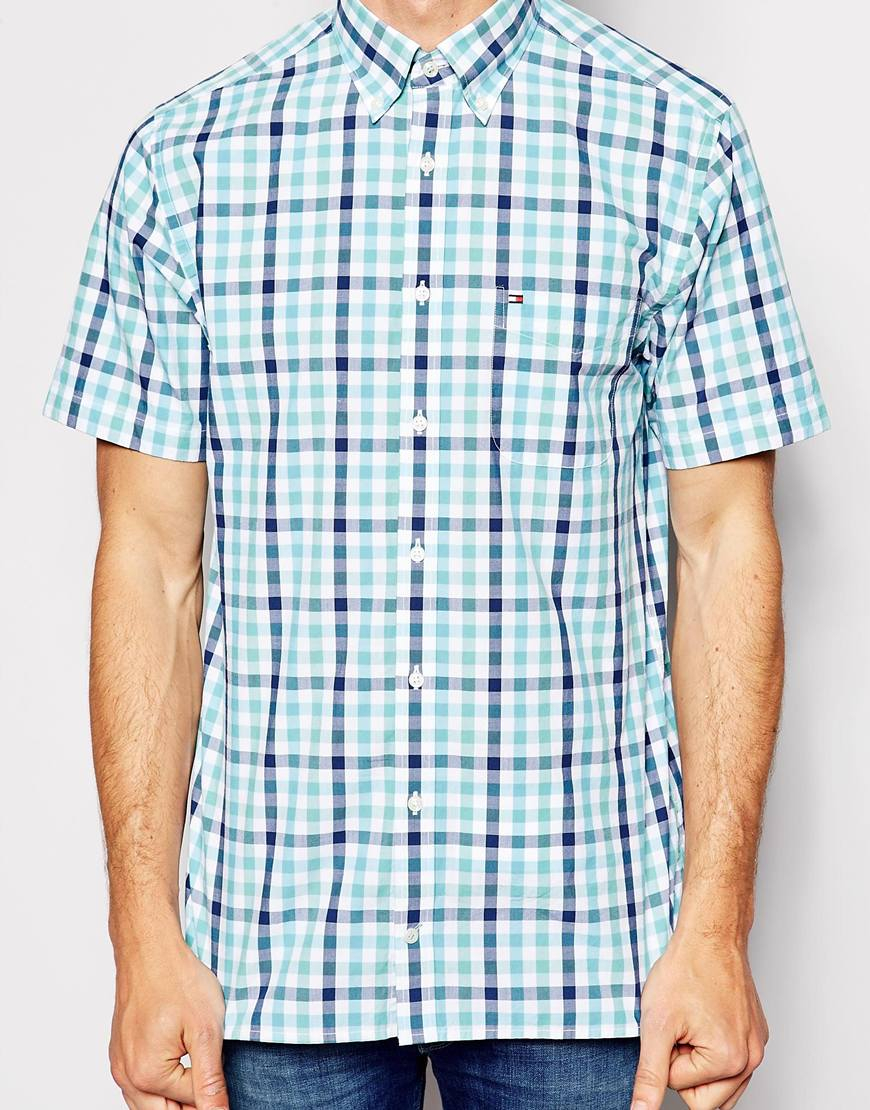 tommy hilfiger button down short sleeve