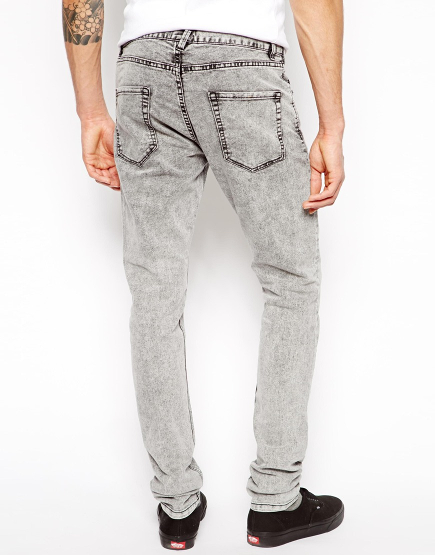 Pull&Bear Super Skinny Jeans in Acid Wash in Grey (Gray) for Men - Lyst