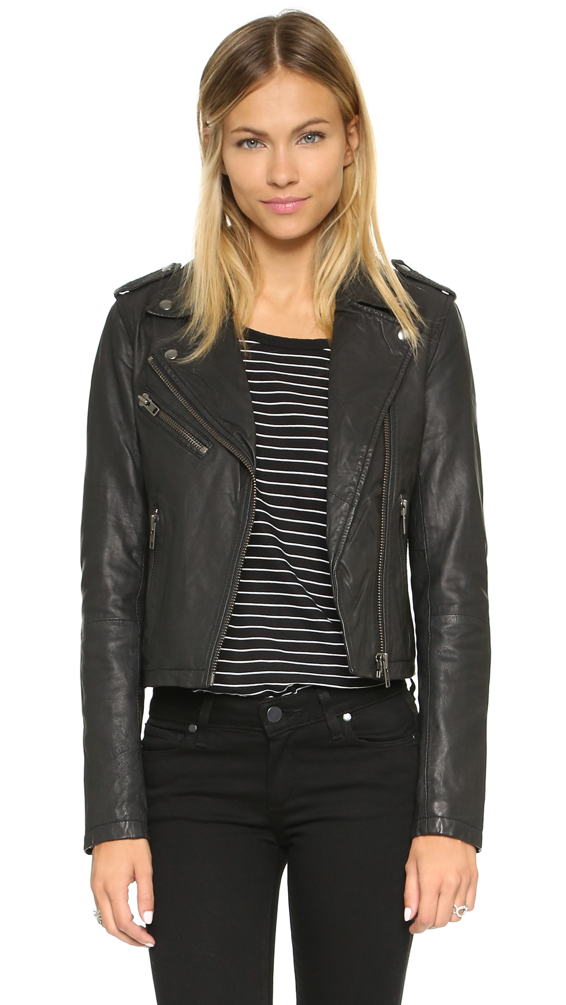 Doma Leather Classic Moto Jacket Black In Lyst