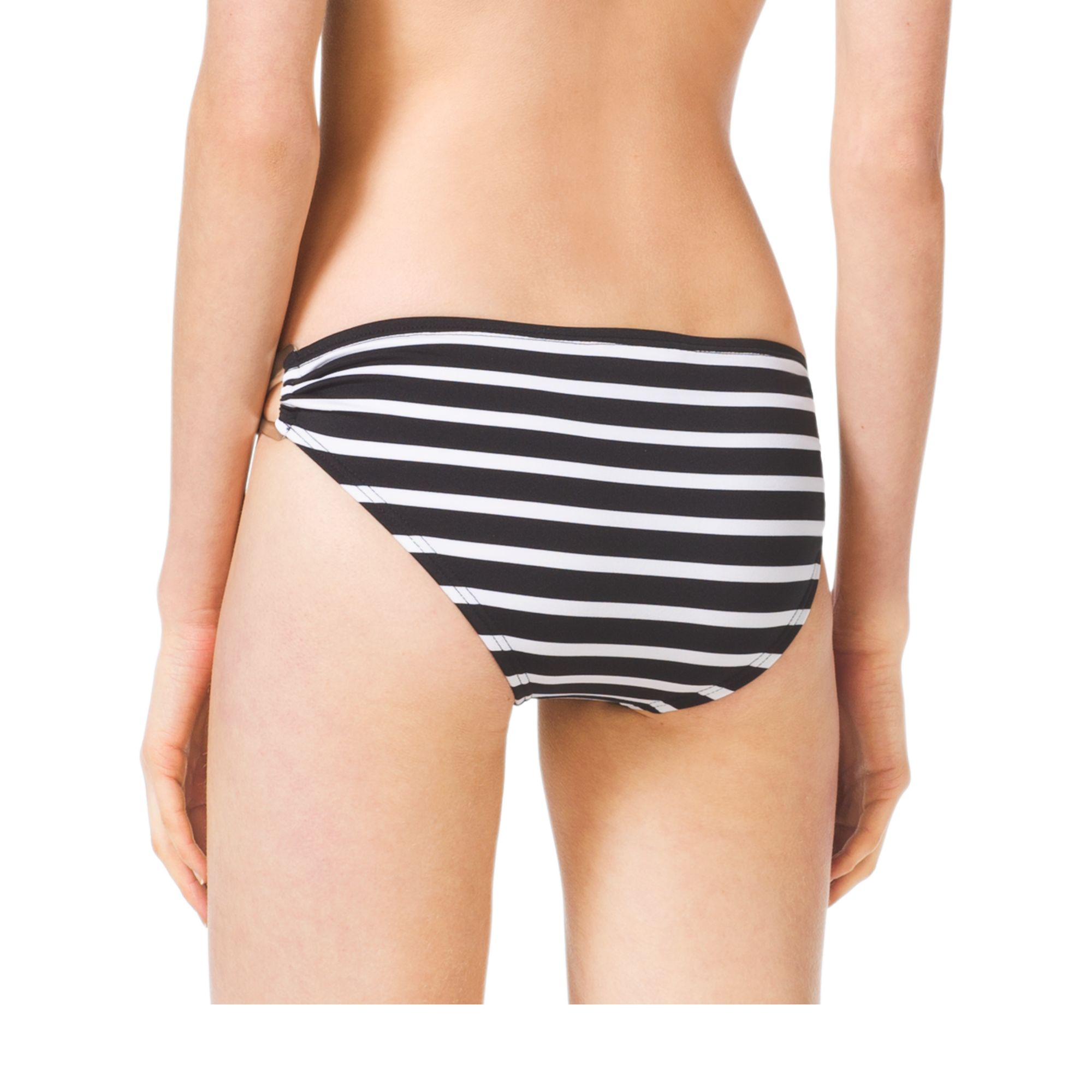 black and white striped bathing suit bottoms
