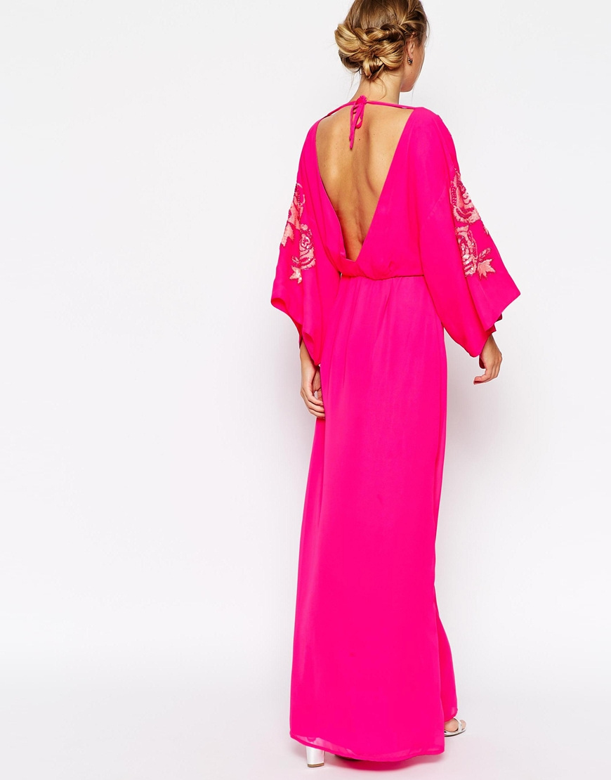 Håndværker Foto Antibiotika ASOS Kimono Bright Floral Bodice Maxi Dress in Pink | Lyst