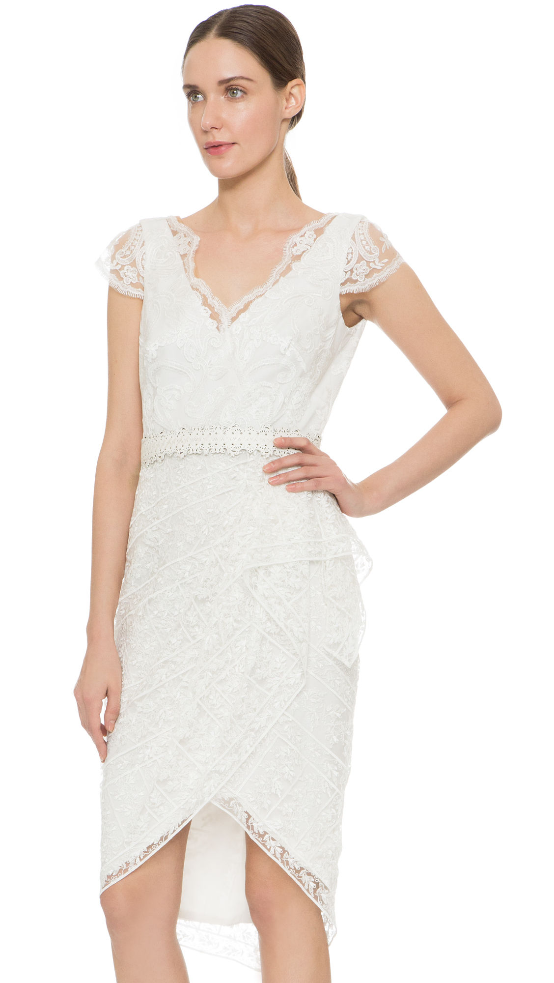marchesa notte lace cocktail dress