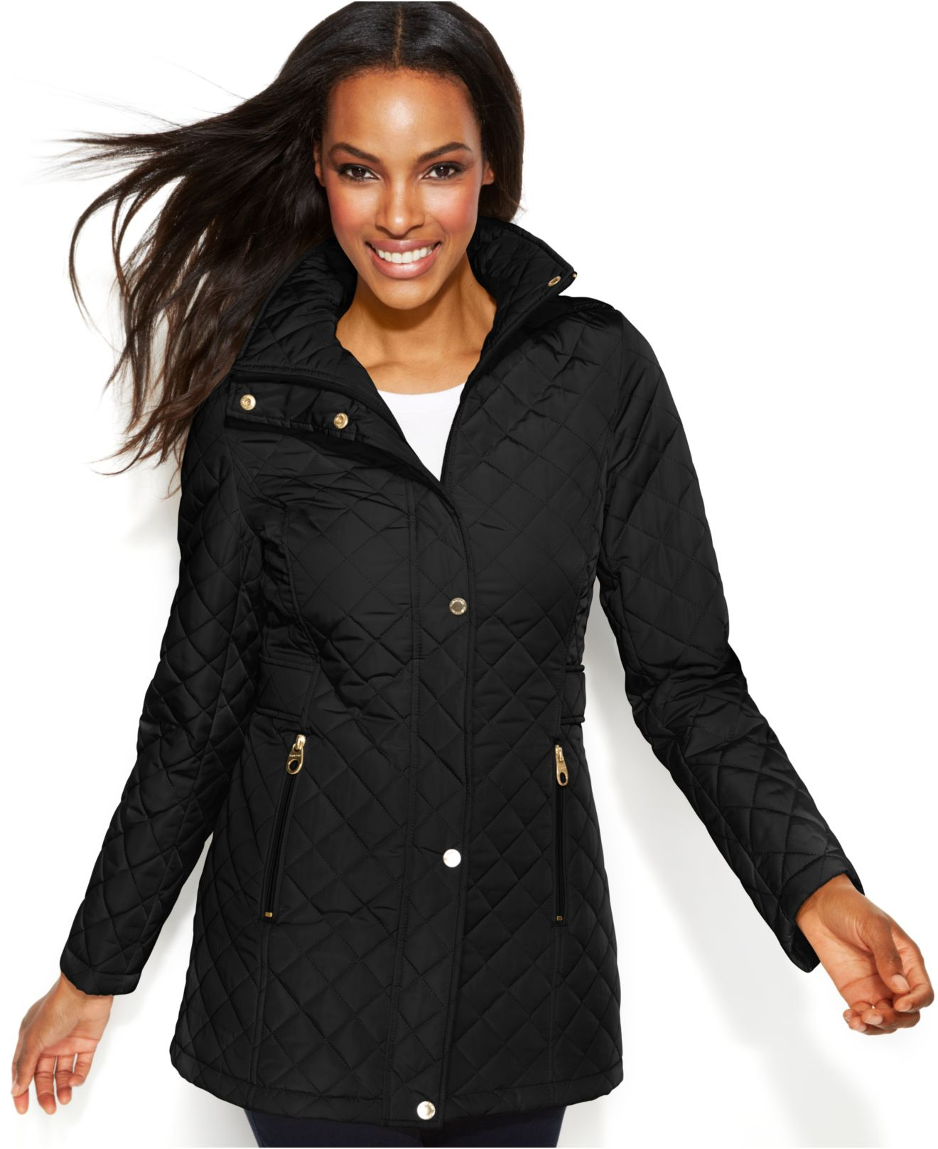 Calvin Klein Hooded Quilted Jacket in Black - Lyst