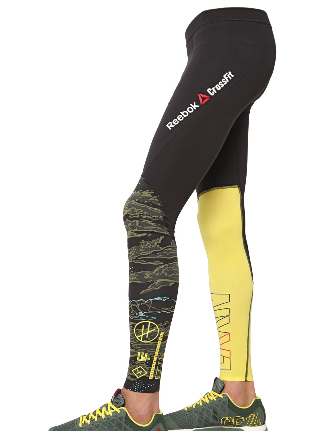 Reebok Crossfit Stretch Leggings in Black/Yellow (Black) for Men - Lyst