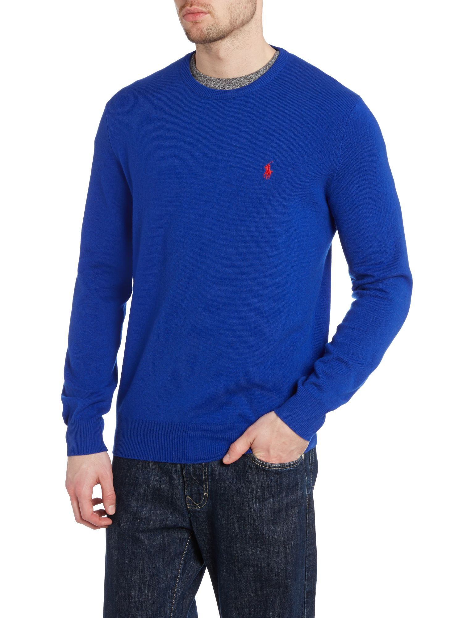 Polo ralph lauren Crew Neck Wool Jumper in Blue for Men (Royal Blue) | Lyst