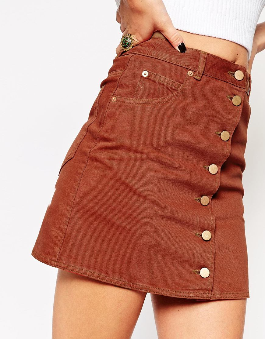 rust denim skirt