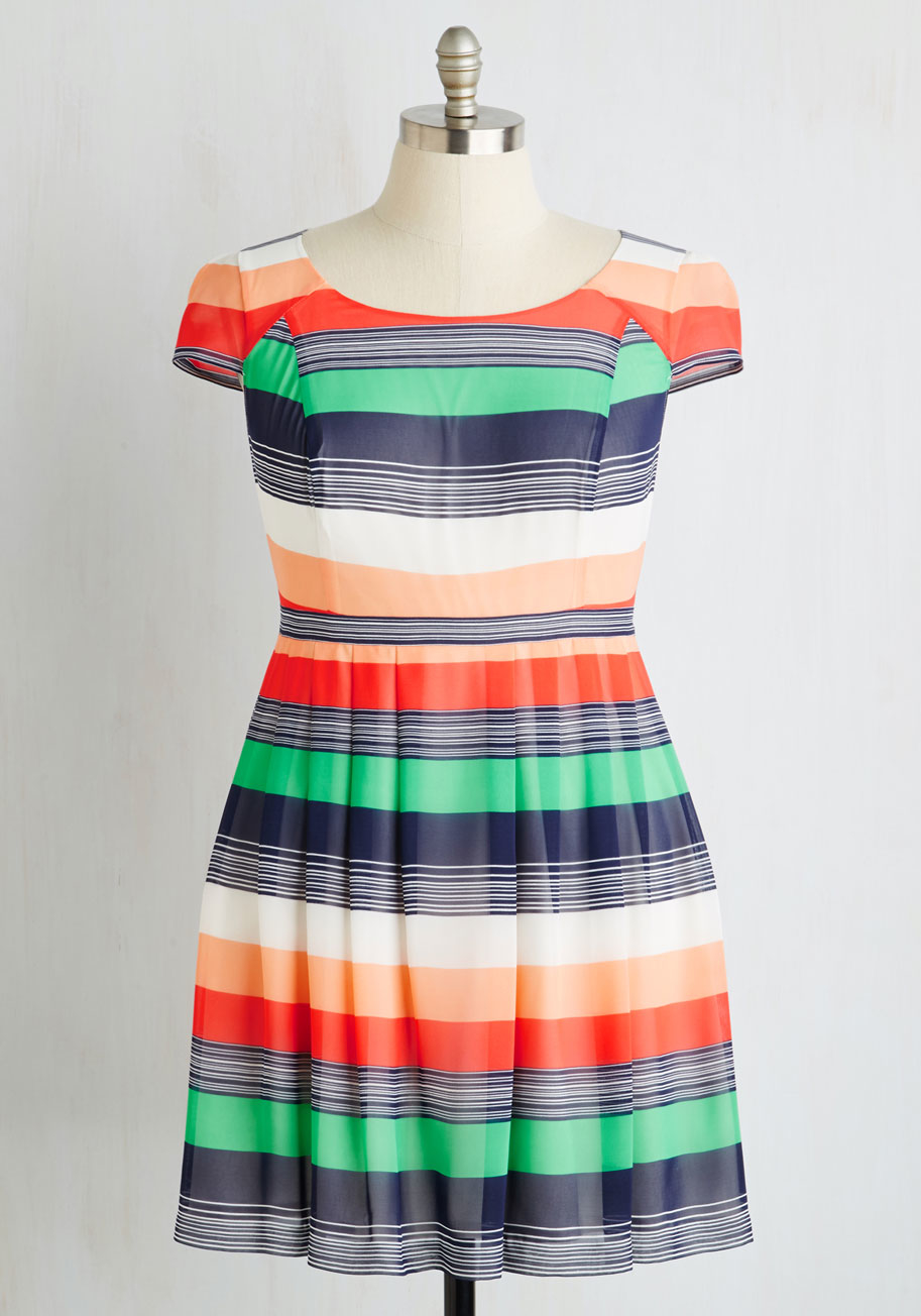 Modcloth Chiffon Made For Each Color Dress In Stripes Lyst