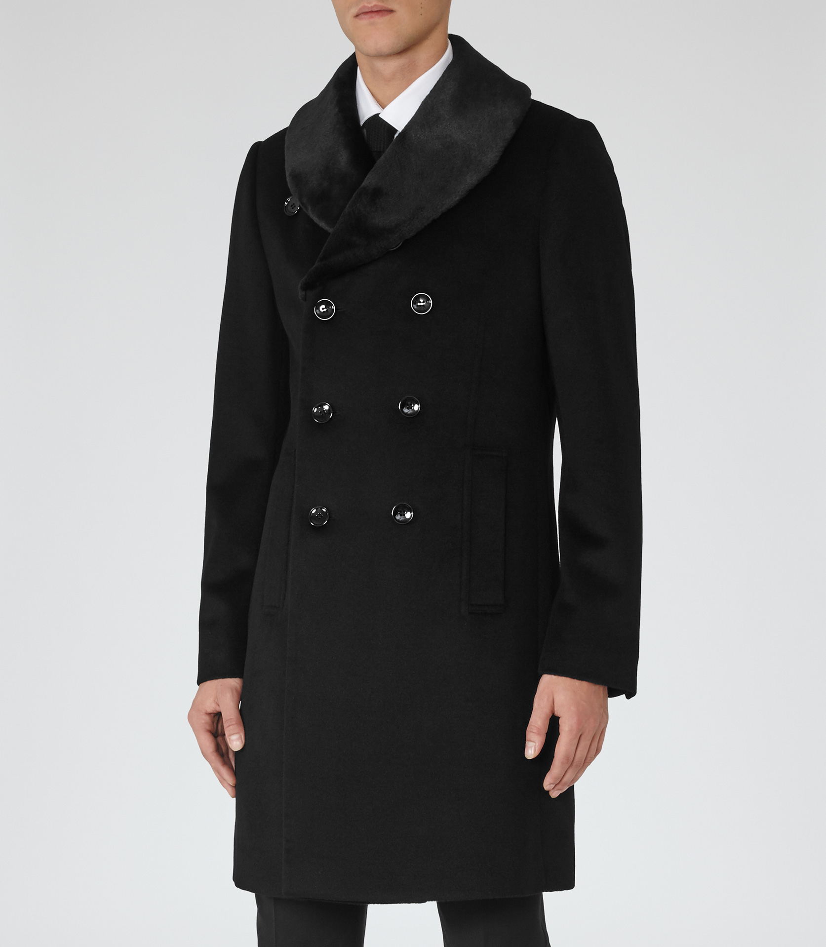 Reiss Wool Mcgregor Shawl Collar Overcoat in Black for Men - Lyst