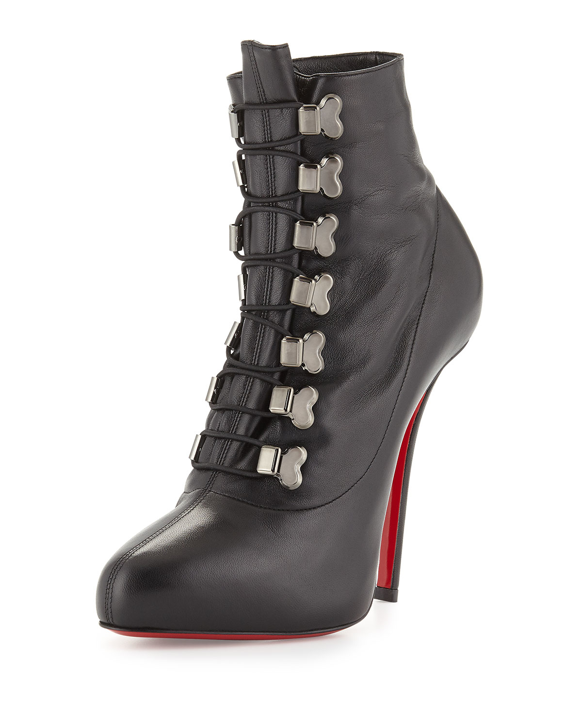 Christian louboutin Troopista Leather Stiletto Boots in Black | Lyst