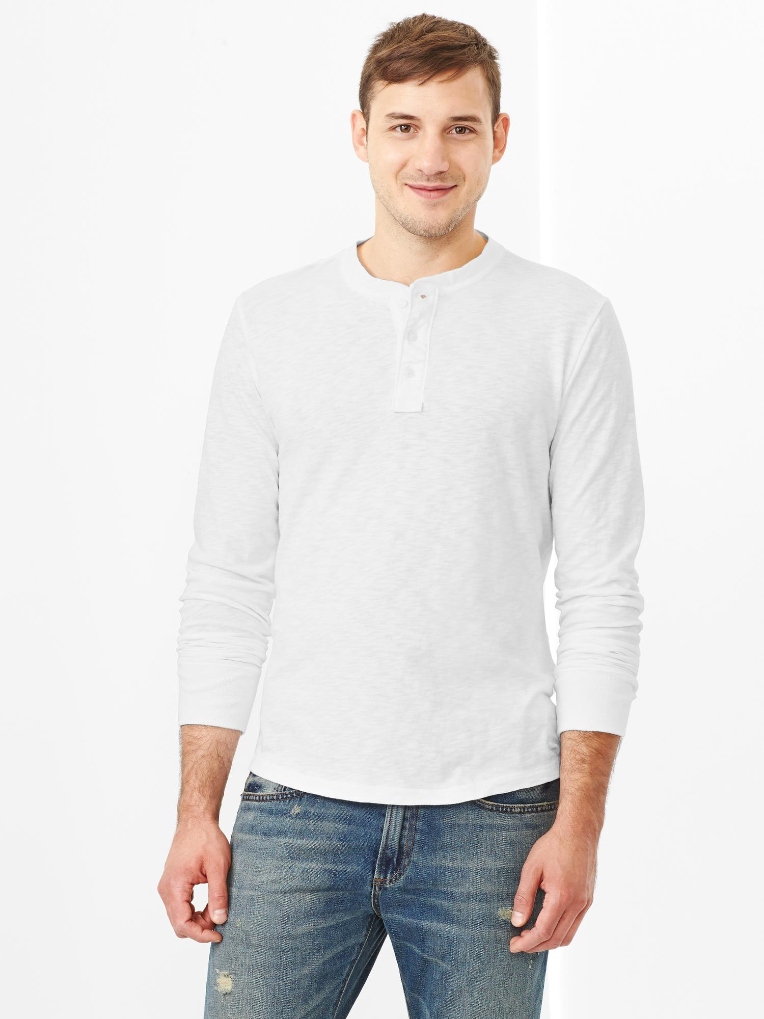 Gap Lived-in Solid Henley in White for Men | Lyst