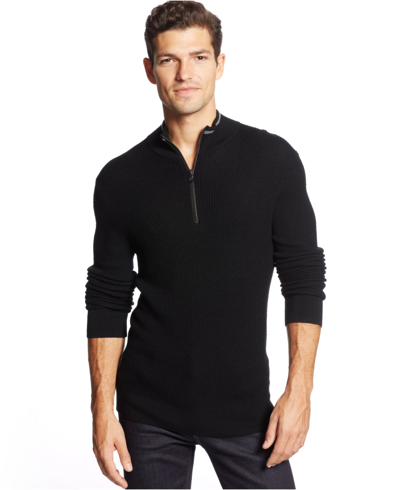 Michael kors Tipped Thermal Quarter-Zip Sweater in Gray for Men | Lyst