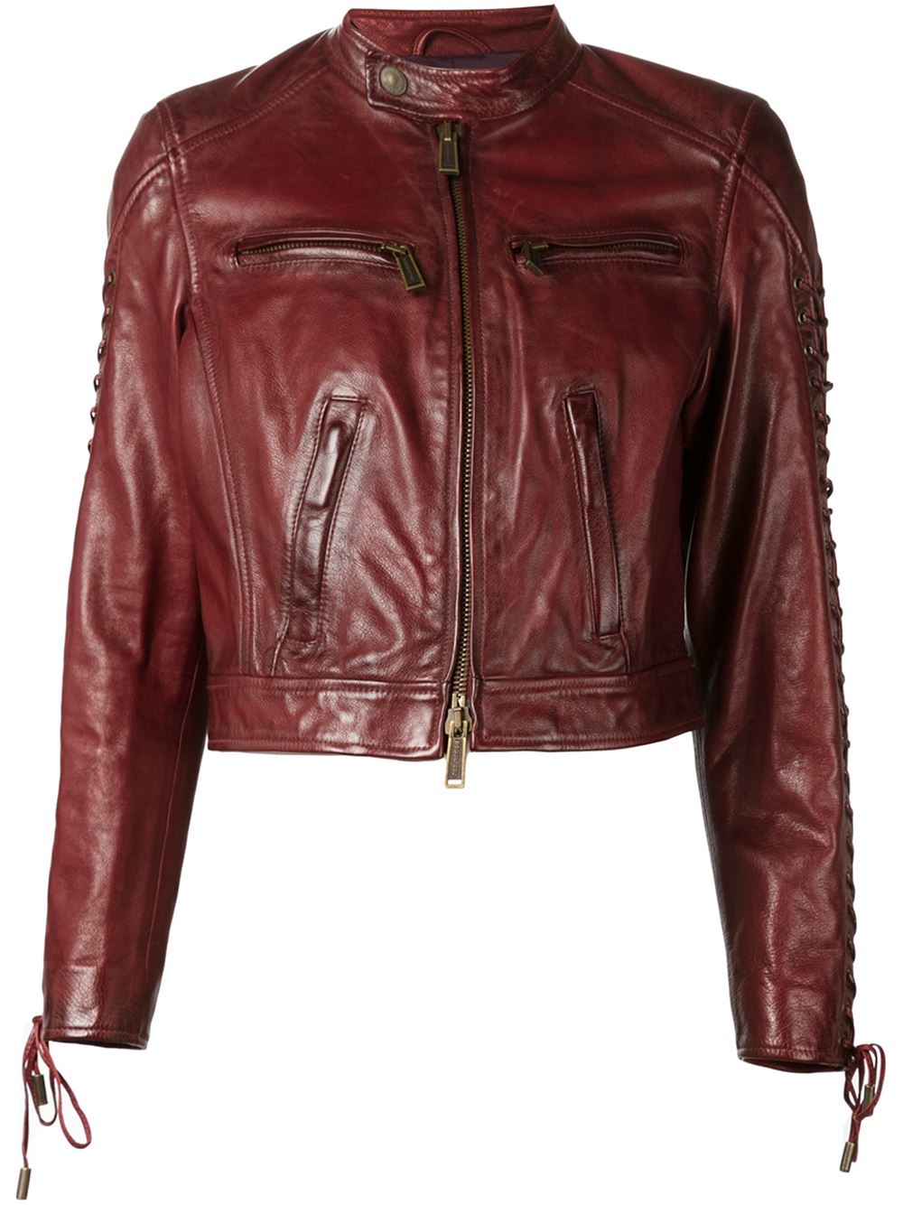 Dsquared² Cropped Leather Jacket in Red Lyst
