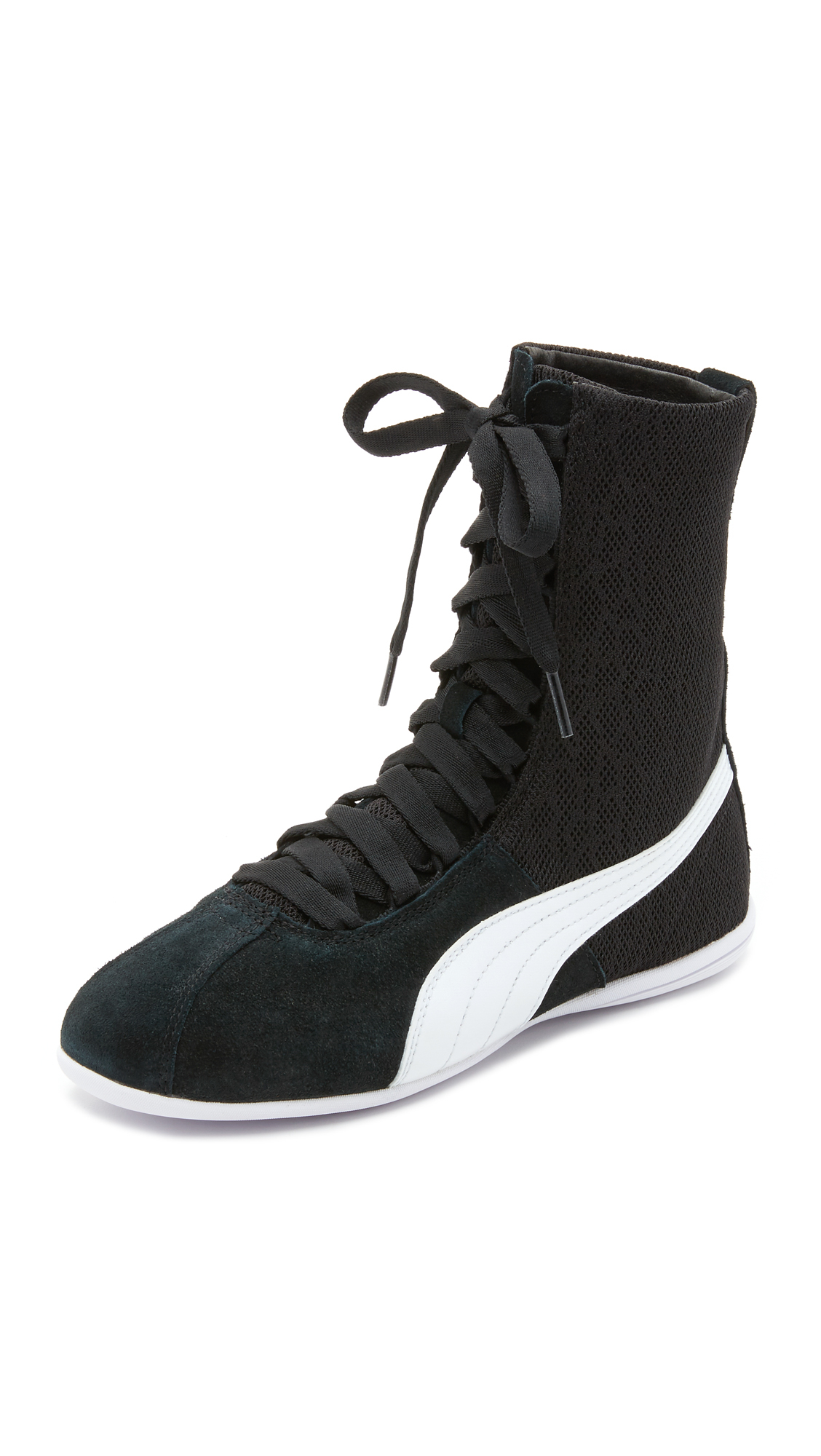 PUMA Eskiva Top Textured Sneakers in Black | Lyst