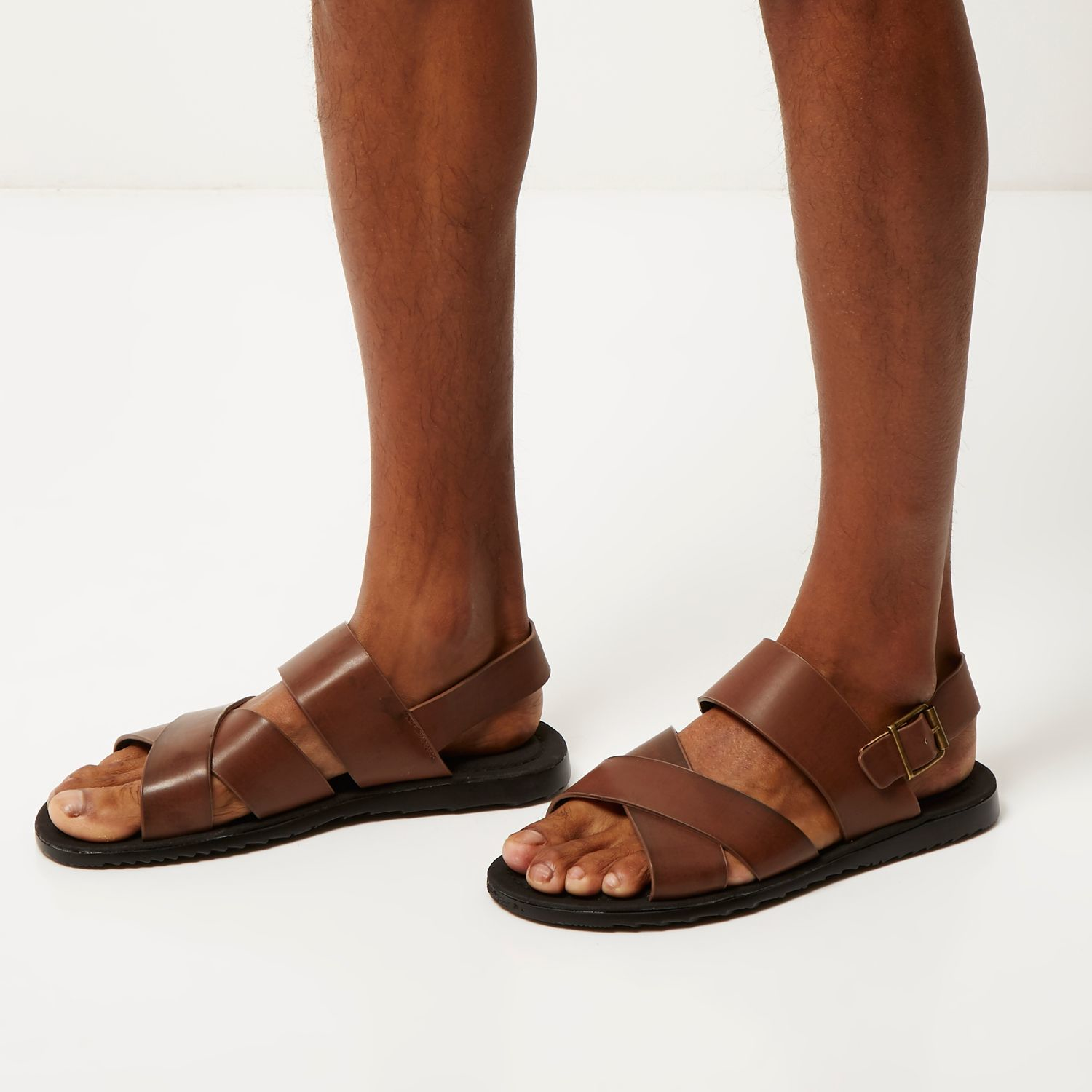 Brown Back Strap Sandals for Men - Lyst