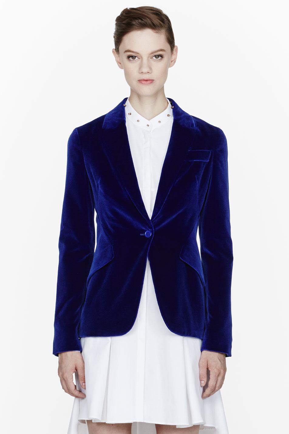 Alexander McQueen Royal Blue Velvet Peplum Blazer Lyst