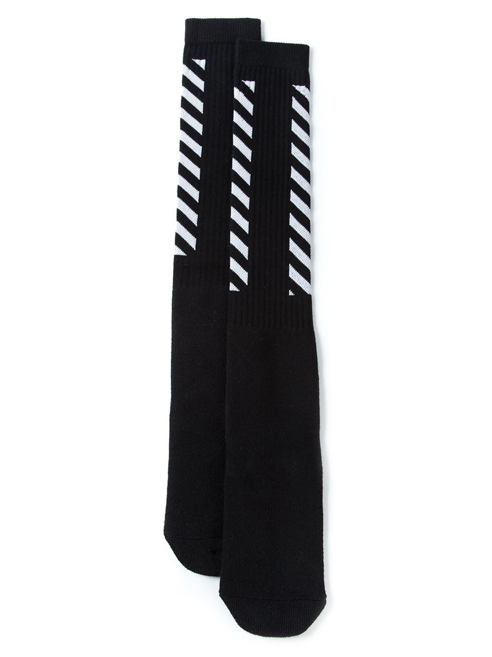 Off-White c/o Virgil Abloh Diagonal Stripe Socks in Black for Men - Lyst