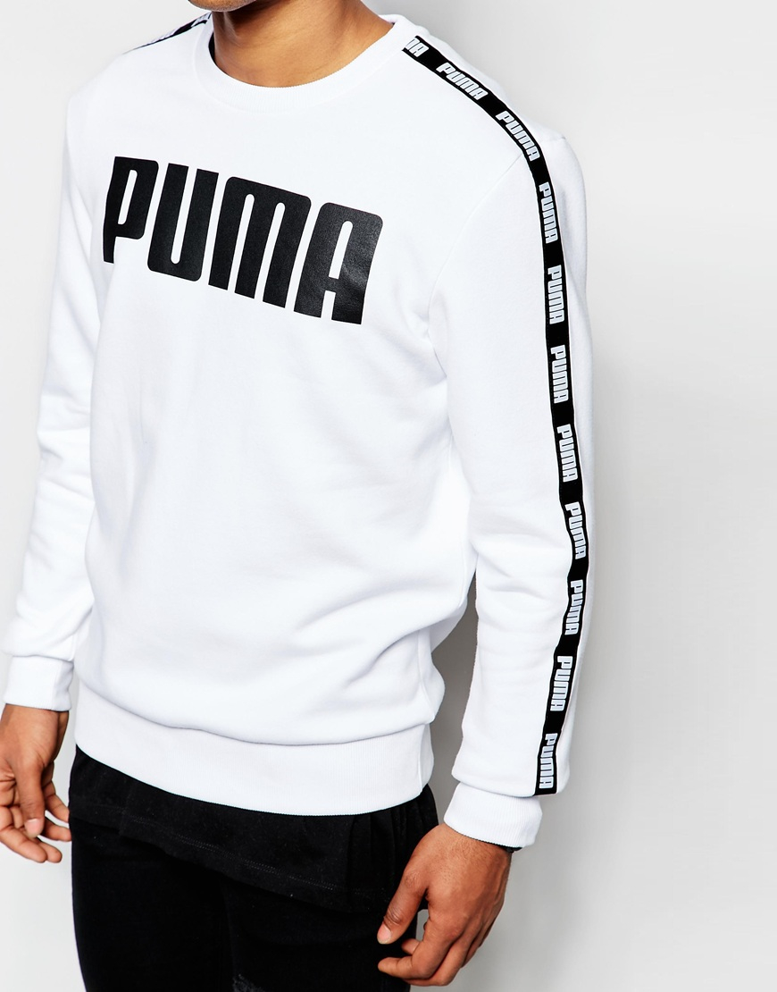 PUMA Sweatshirt With Taping in White for Men - Lyst