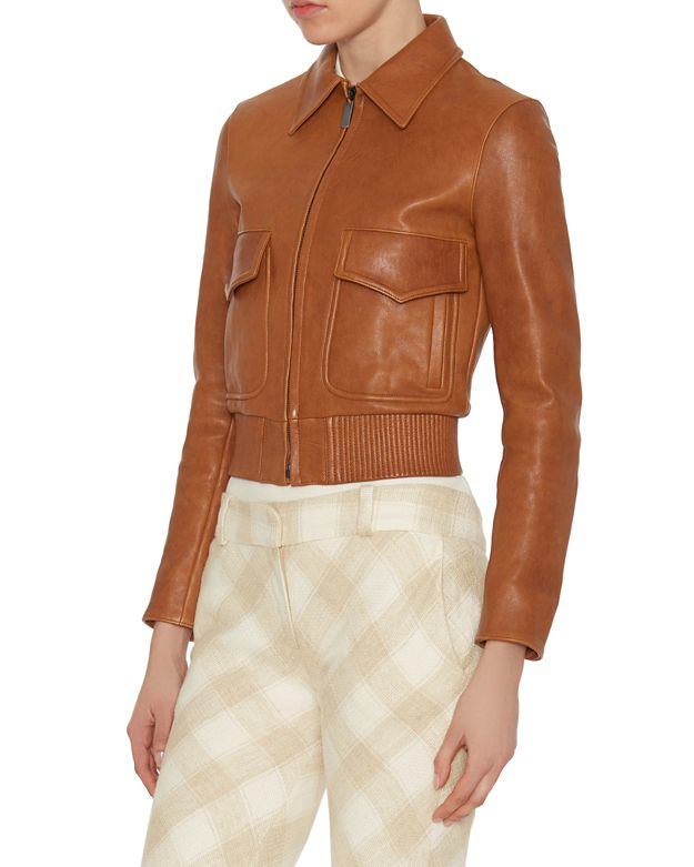 Lyst Helmut Lang Patch Pocket Leather Jacket In Brown