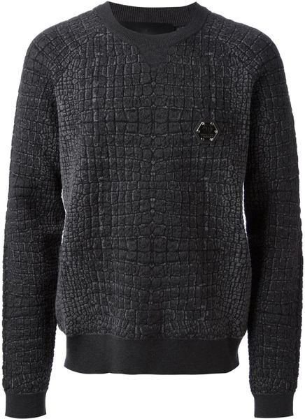 Philipp Plein Textured Sweatshirt in Gray for Men (grey) | Lyst