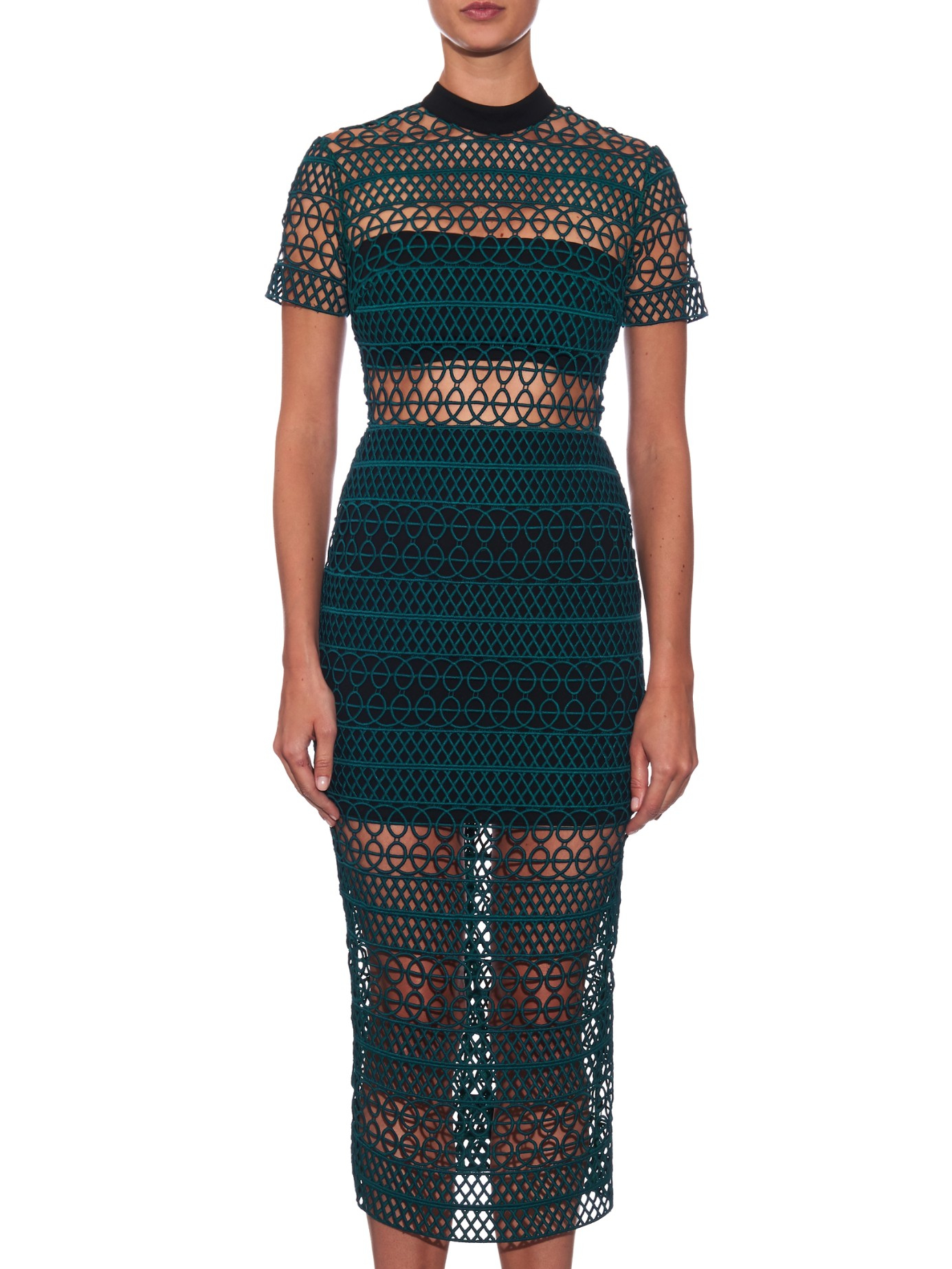 self portrait green lace dress