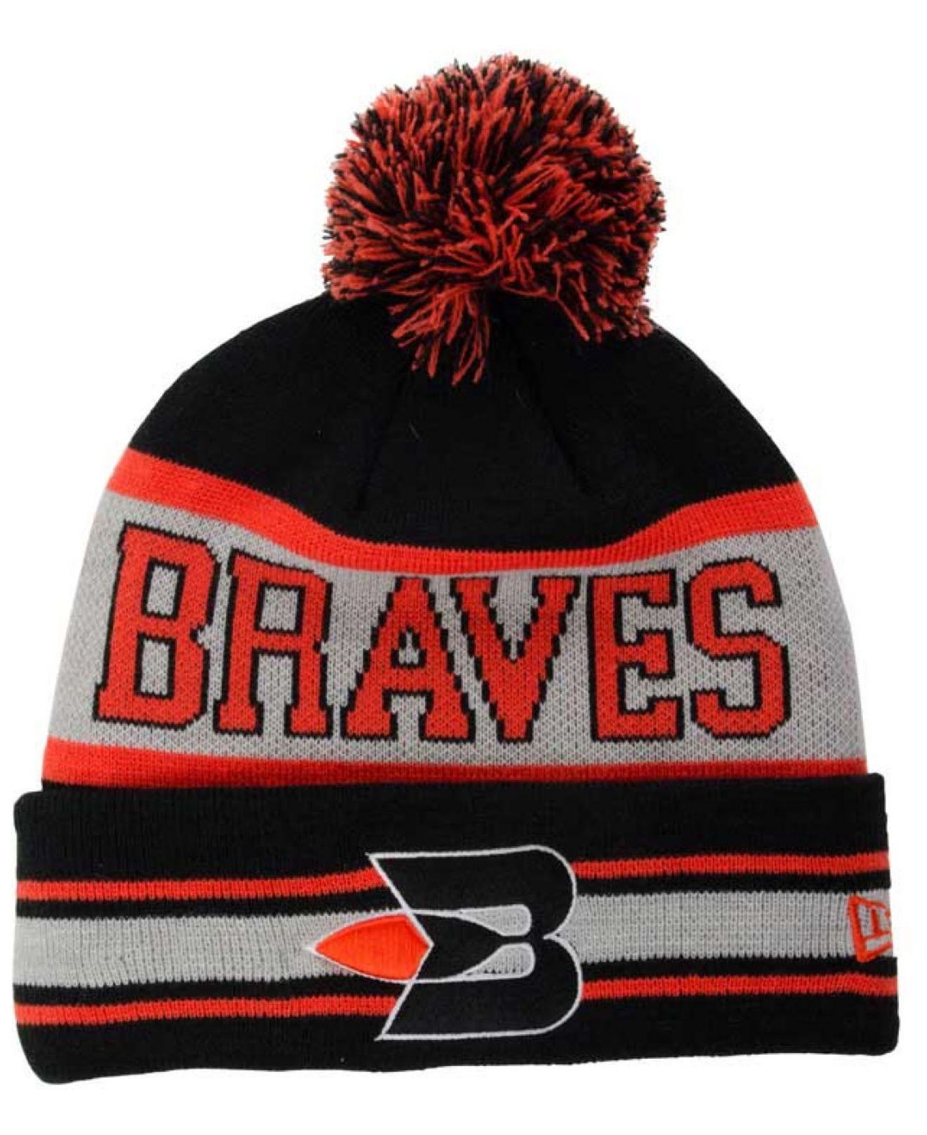 KTZ Buffalo Braves Fashion Biggest Fan Knit Hat in Black/Orange (Orange