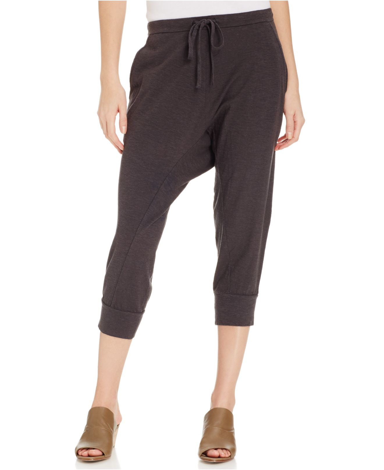 Eileen fisher Cropped Drawstring Harem Pants in Gray | Lyst
