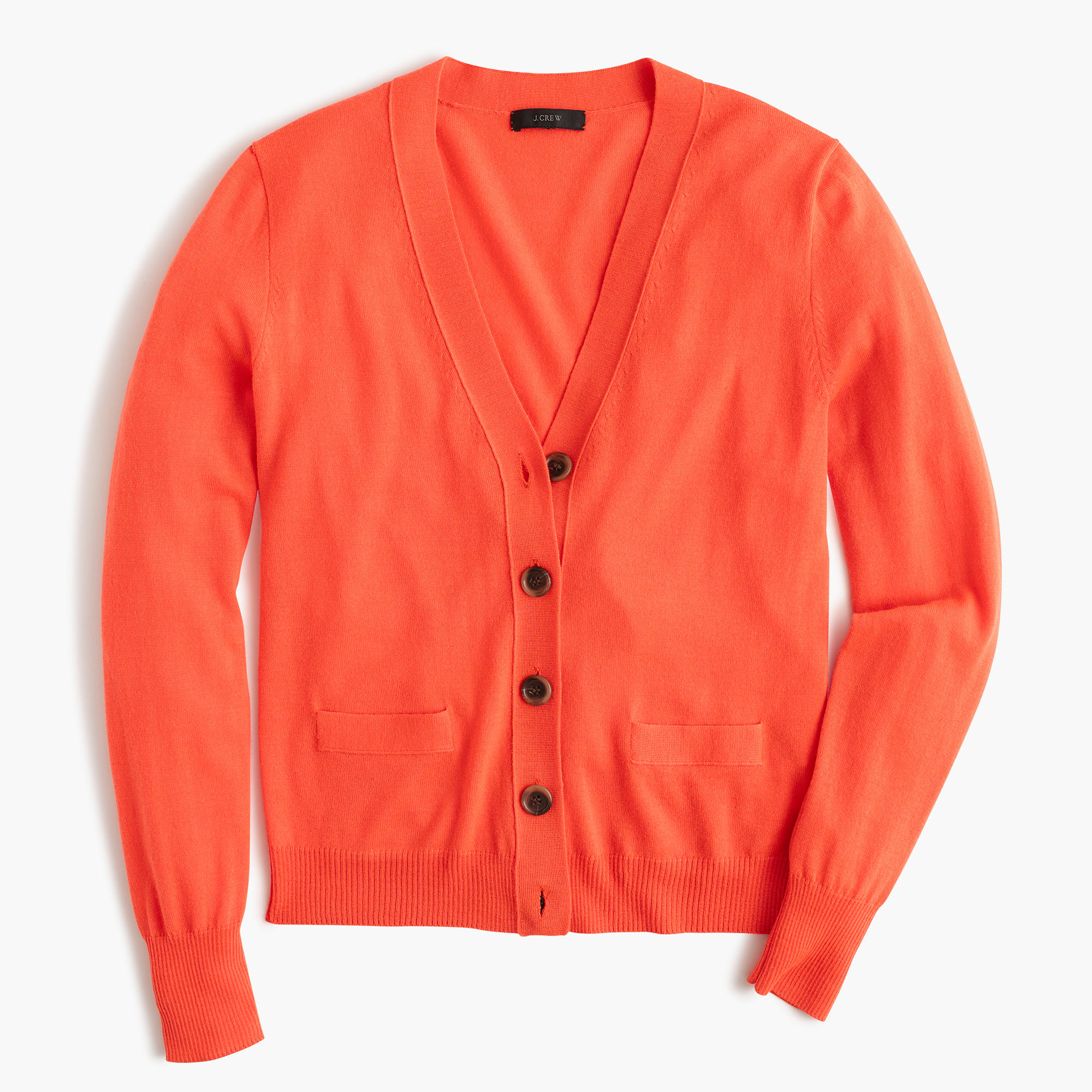J.Crew Denim Solid Vneck Cardigan Sweater in Orange Lyst