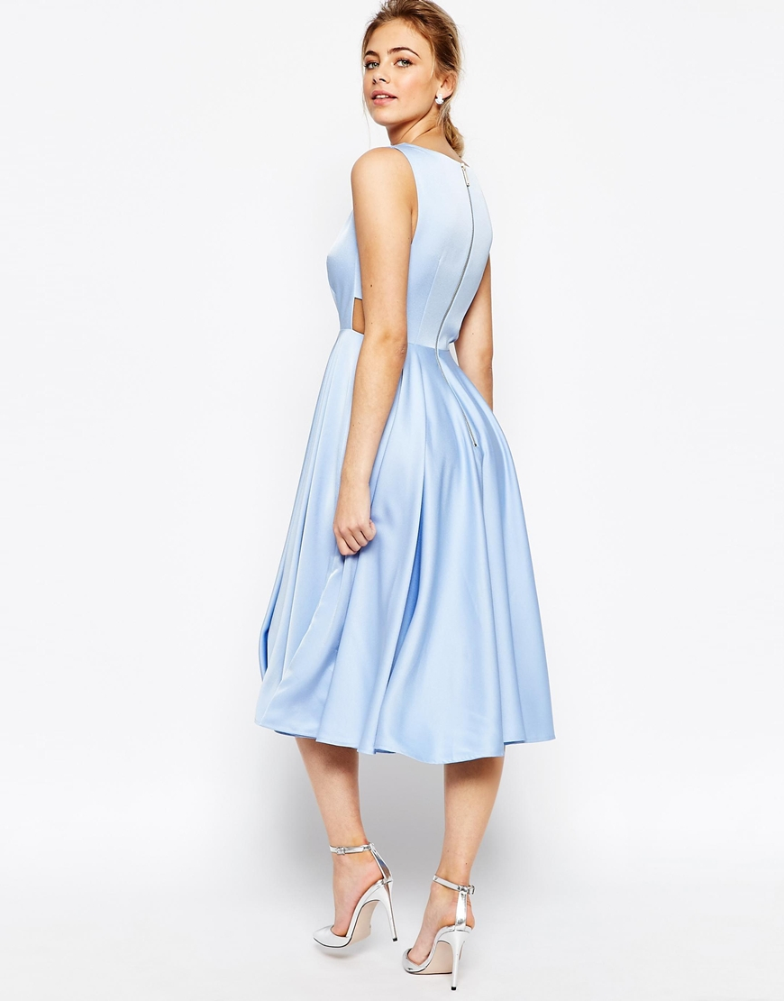 Ted Baker Synthetic Cut Out Full Skirt Midi Dress in Blue | Lyst