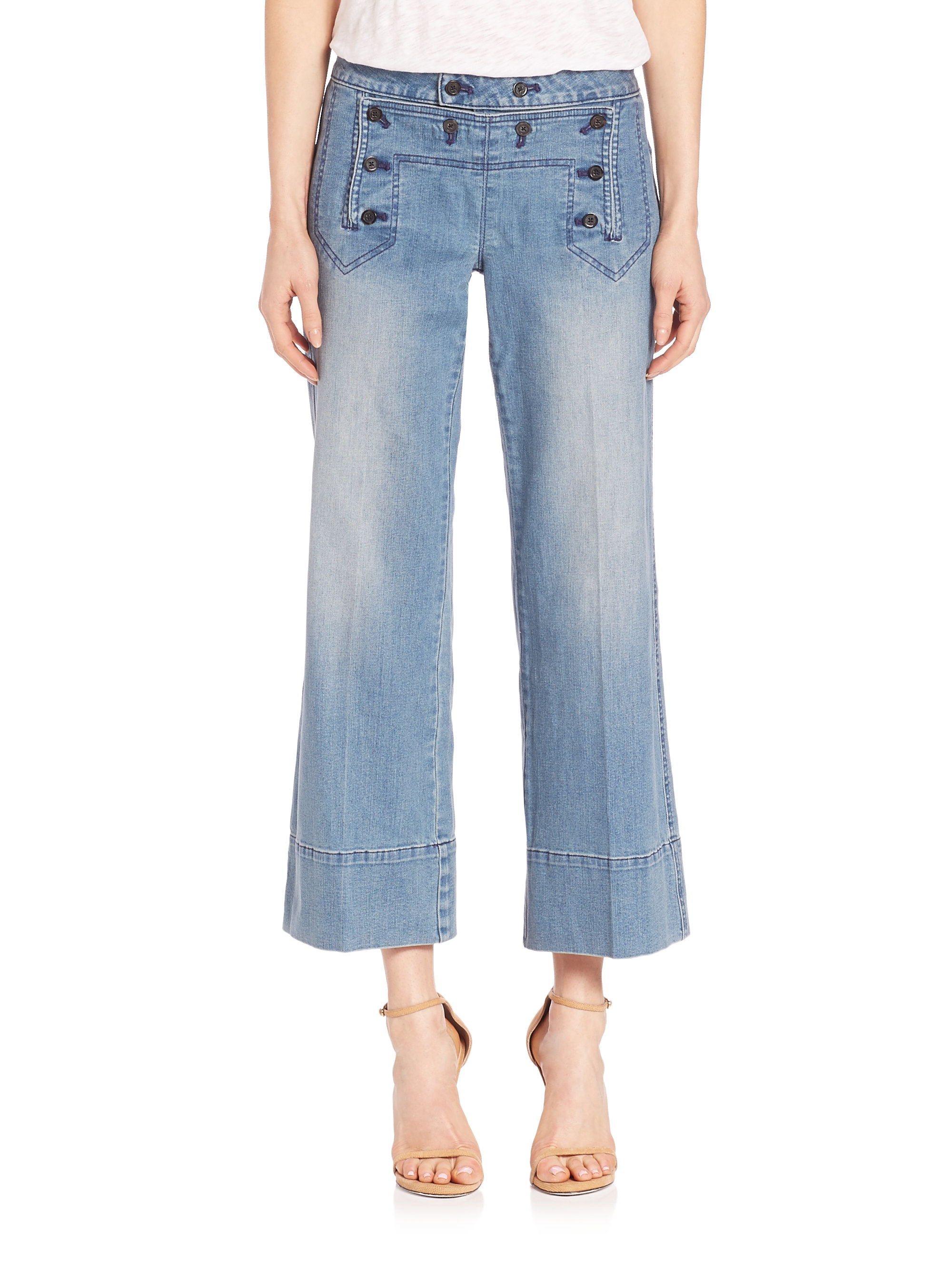 MICHAEL Michael Kors Denim Cropped Sailor Jeans in Blue | Lyst