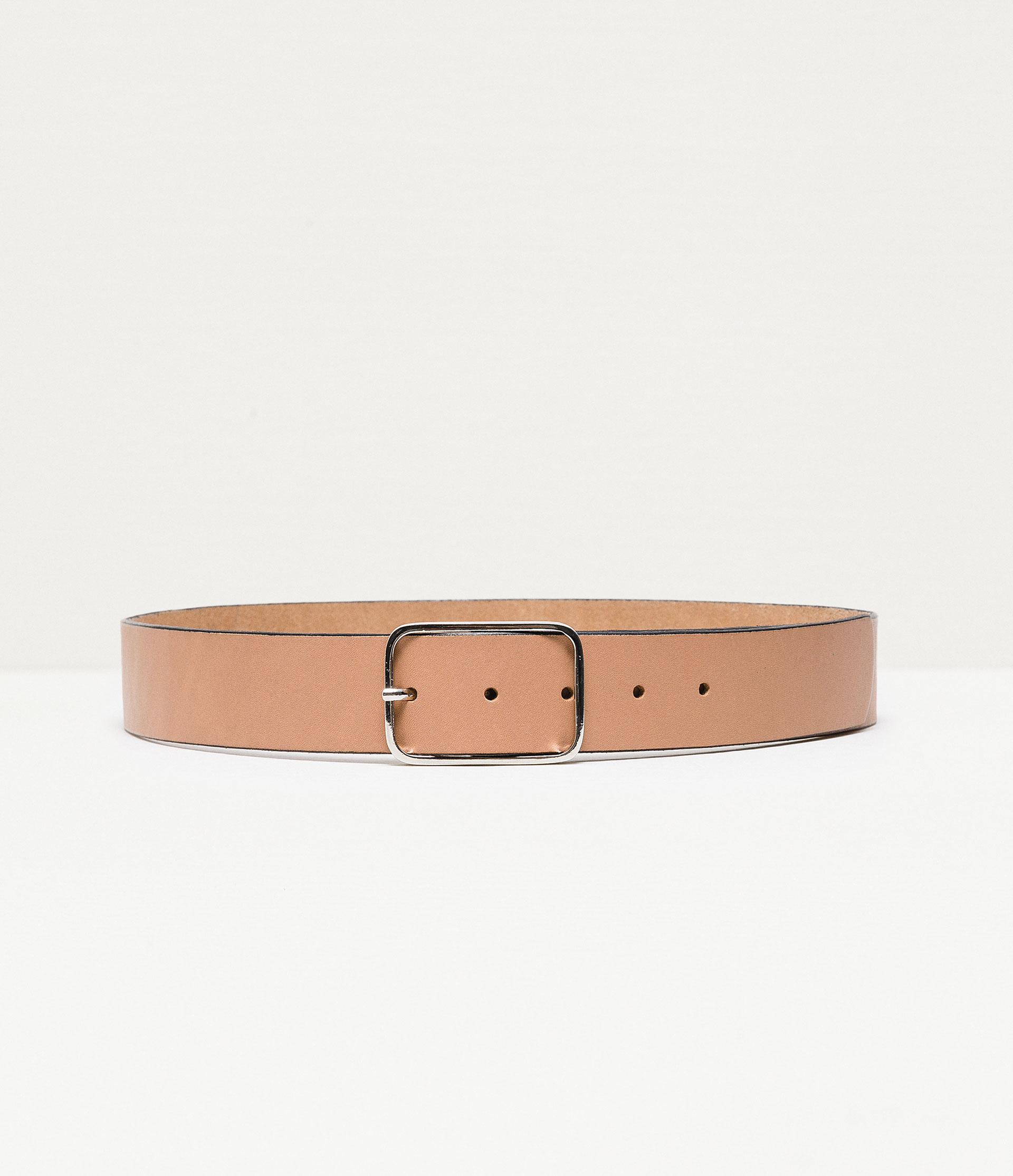 Zara Long Buckled Belt in Natural | Lyst