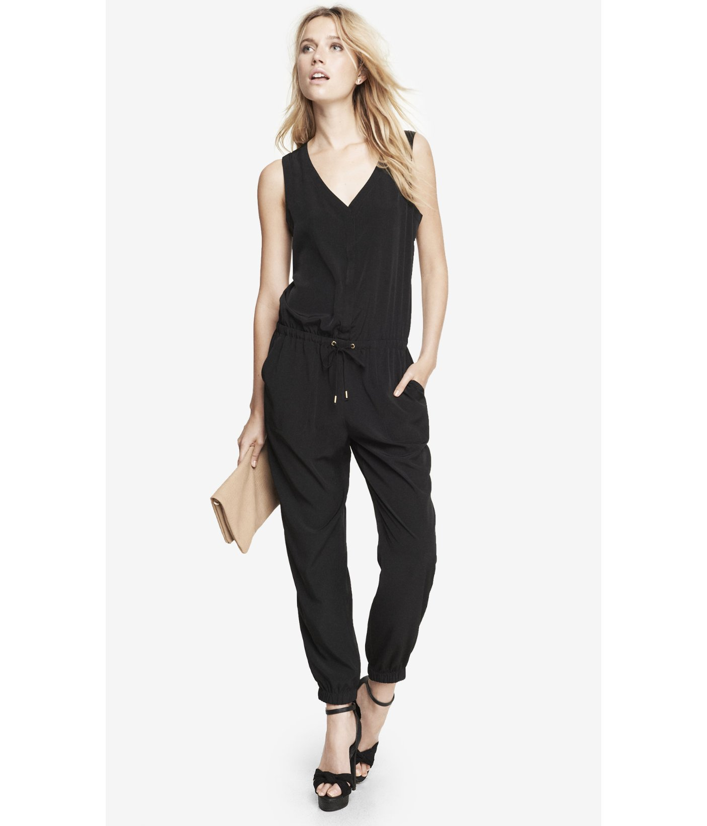 express v neck jumpsuit