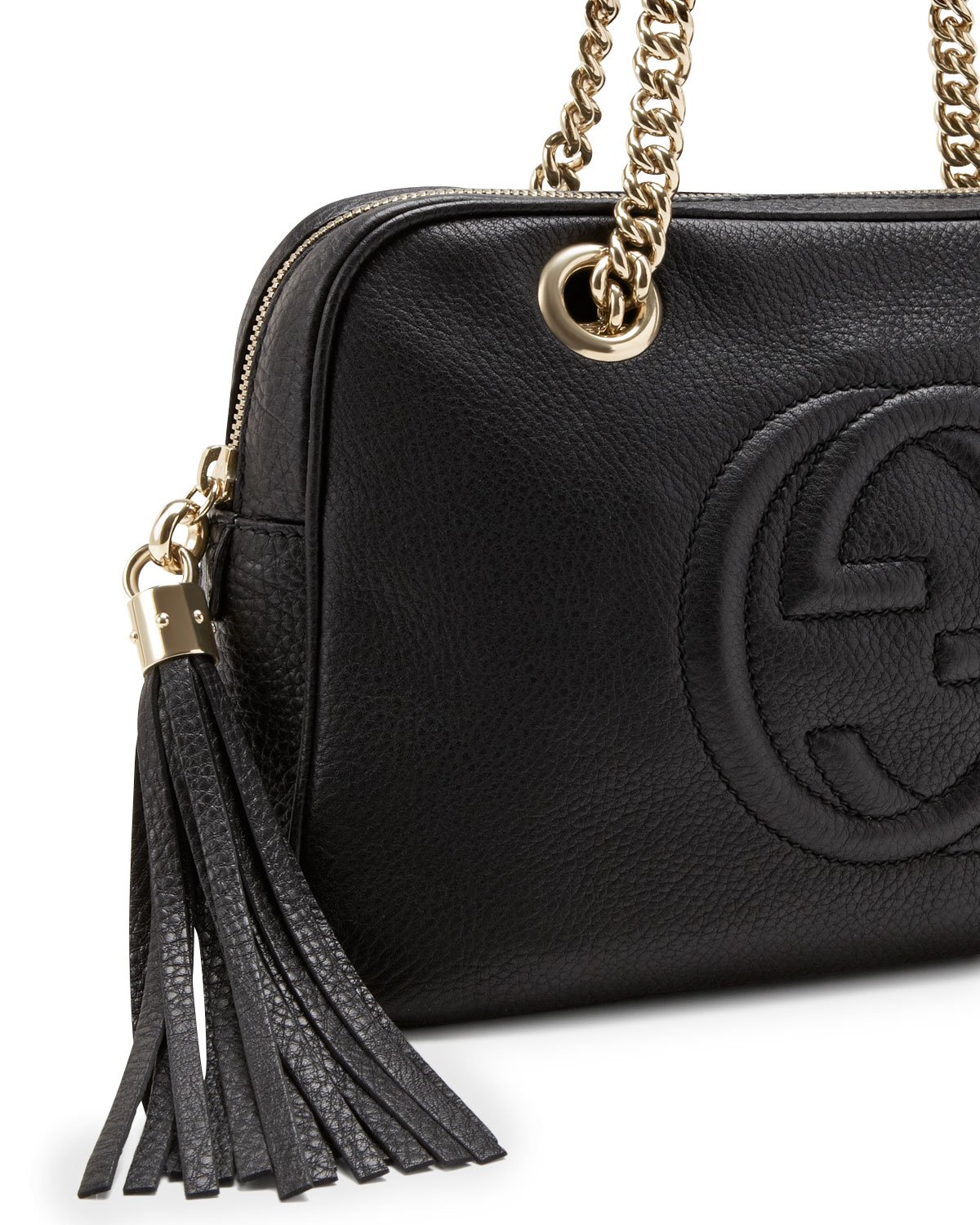 Gucci Soho Leather Doublechainstrap Shoulder Bag in Black - Lyst
