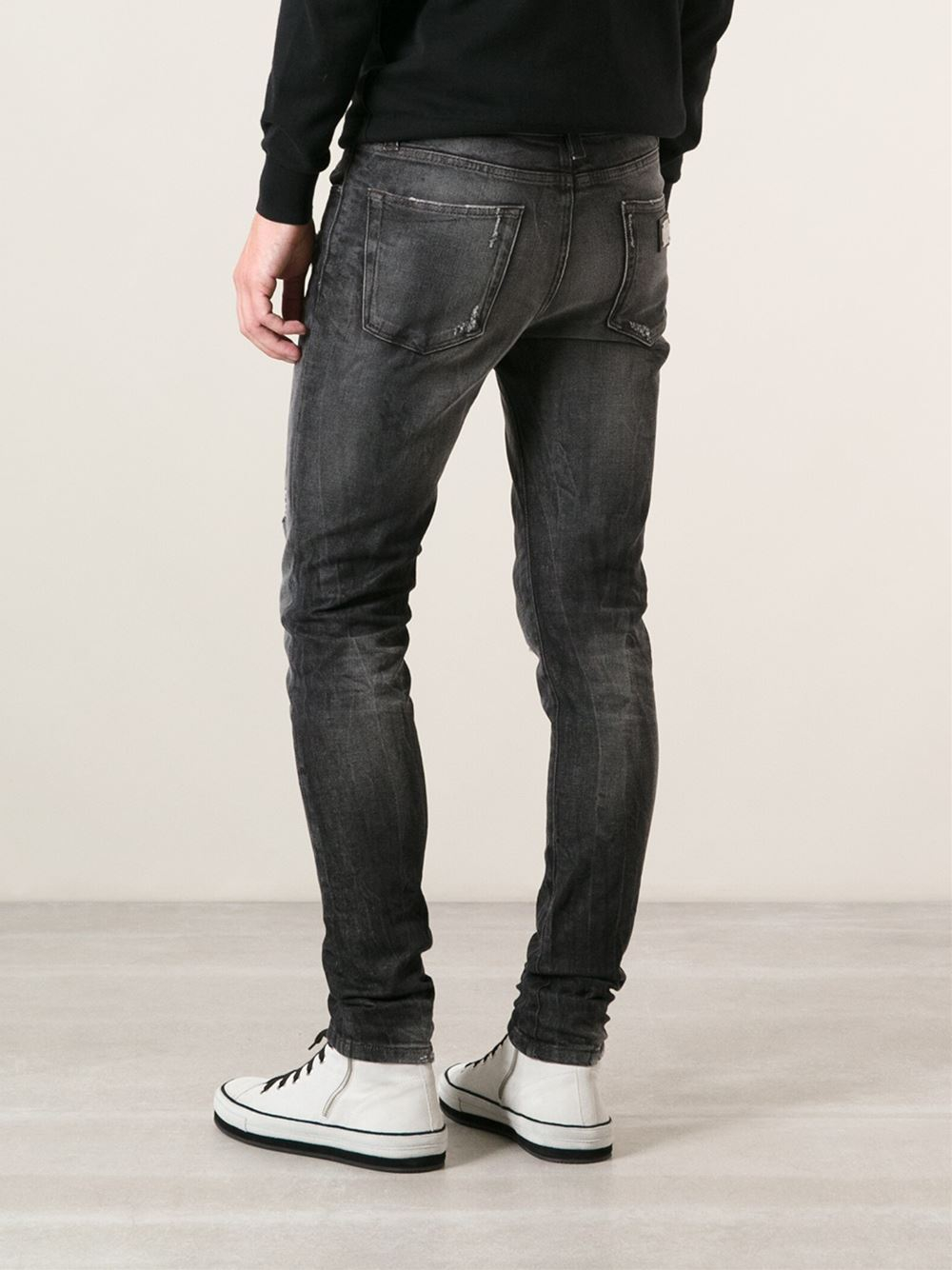 Dolce & Gabbana Distressed Skinny Jeans in Grey (Gray) for Men - Lyst