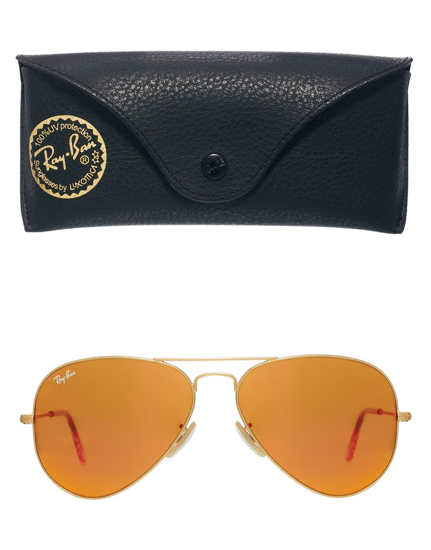 Rayban Flash Lens Aviator Sunglasses in Metallic for Men Lyst