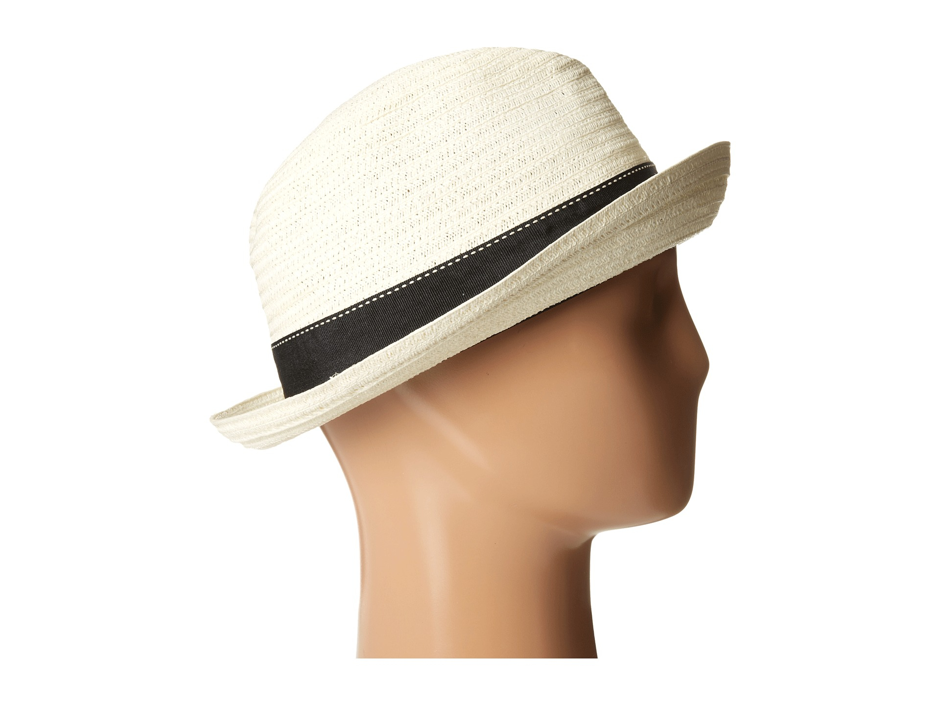 Scala Toyo Braided Fedora With Black Band And Contrast Stitch in Ivory  (White) for Men - Lyst