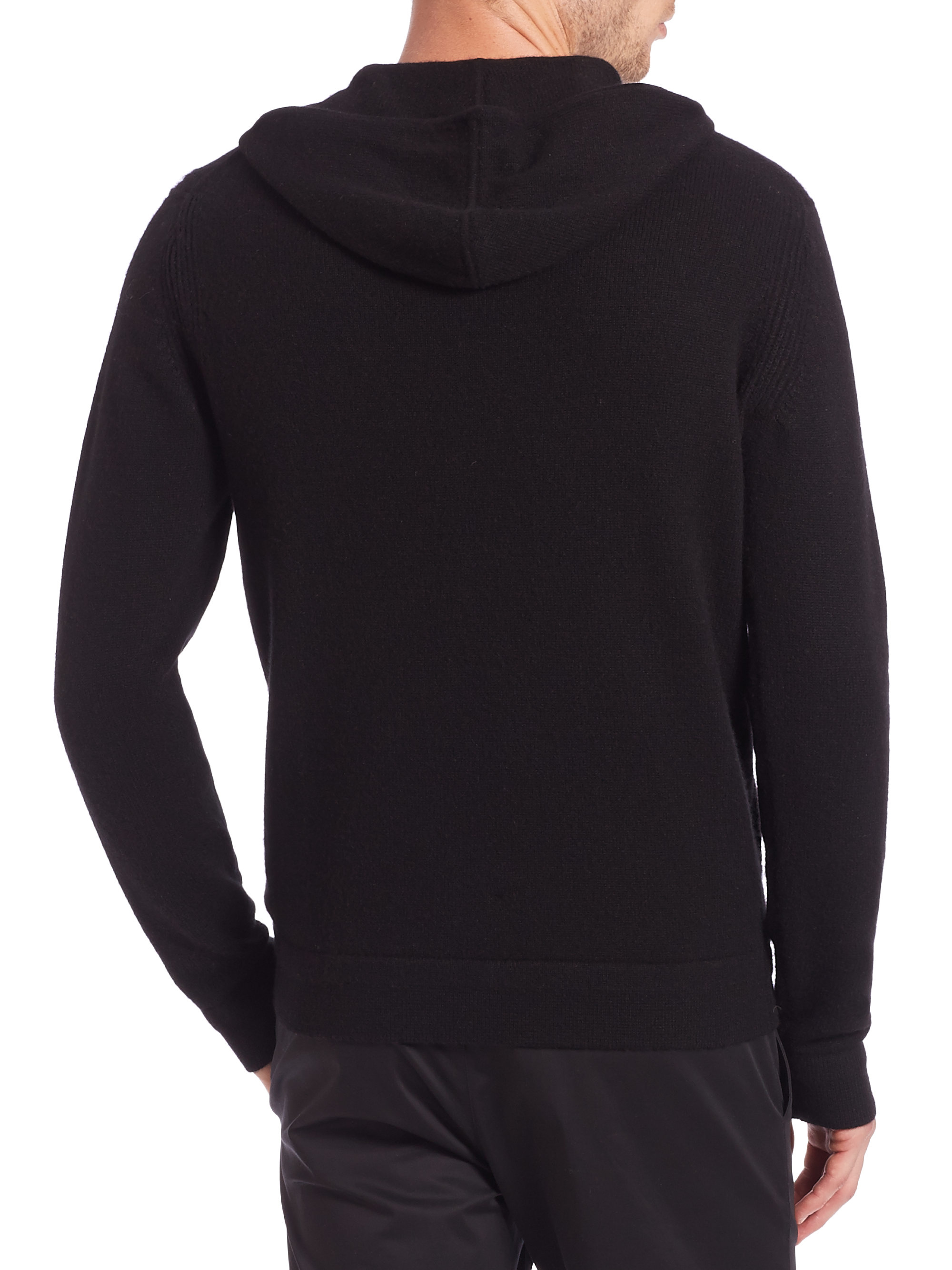 Theory Cashmere Zip Hoodie in Black for Men - Lyst
