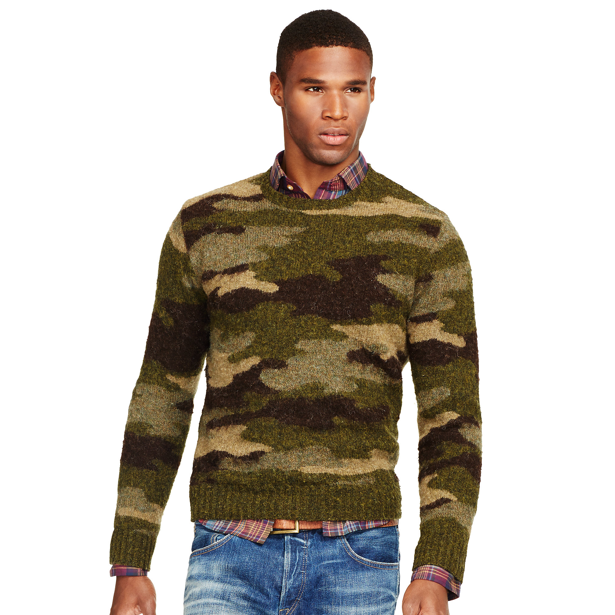 Polo Ralph Lauren Camo Wool Crewneck Sweater in Green for Men | Lyst