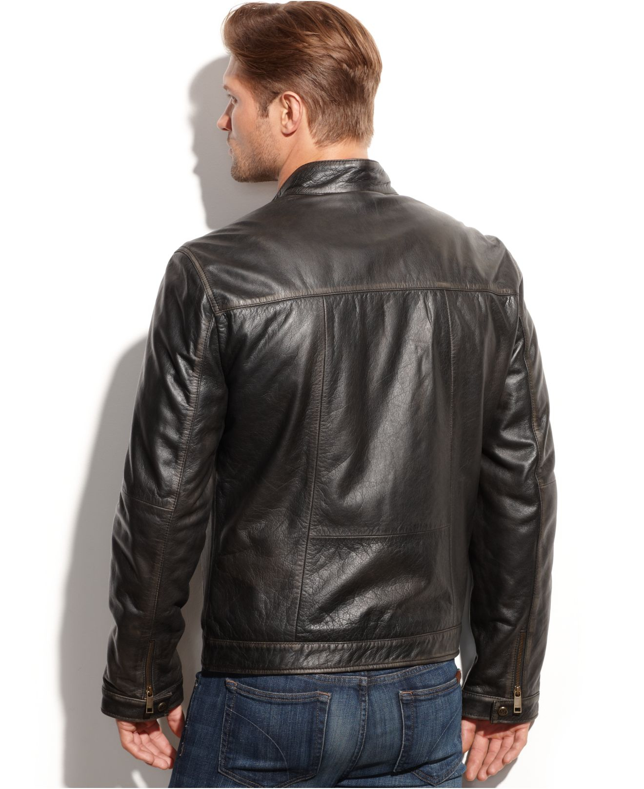 marc new york men's leather moto jacket